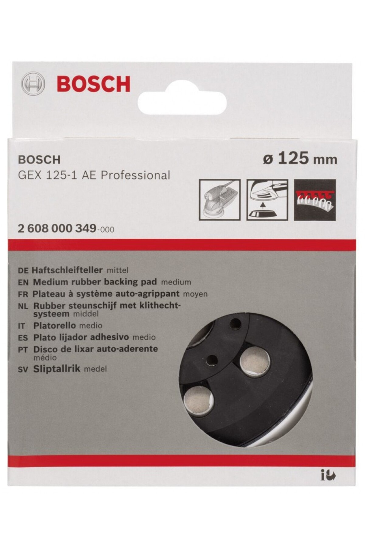 125 Mm Zımpara Tabanı Orta Sertlikte (GEX) - 2608000349