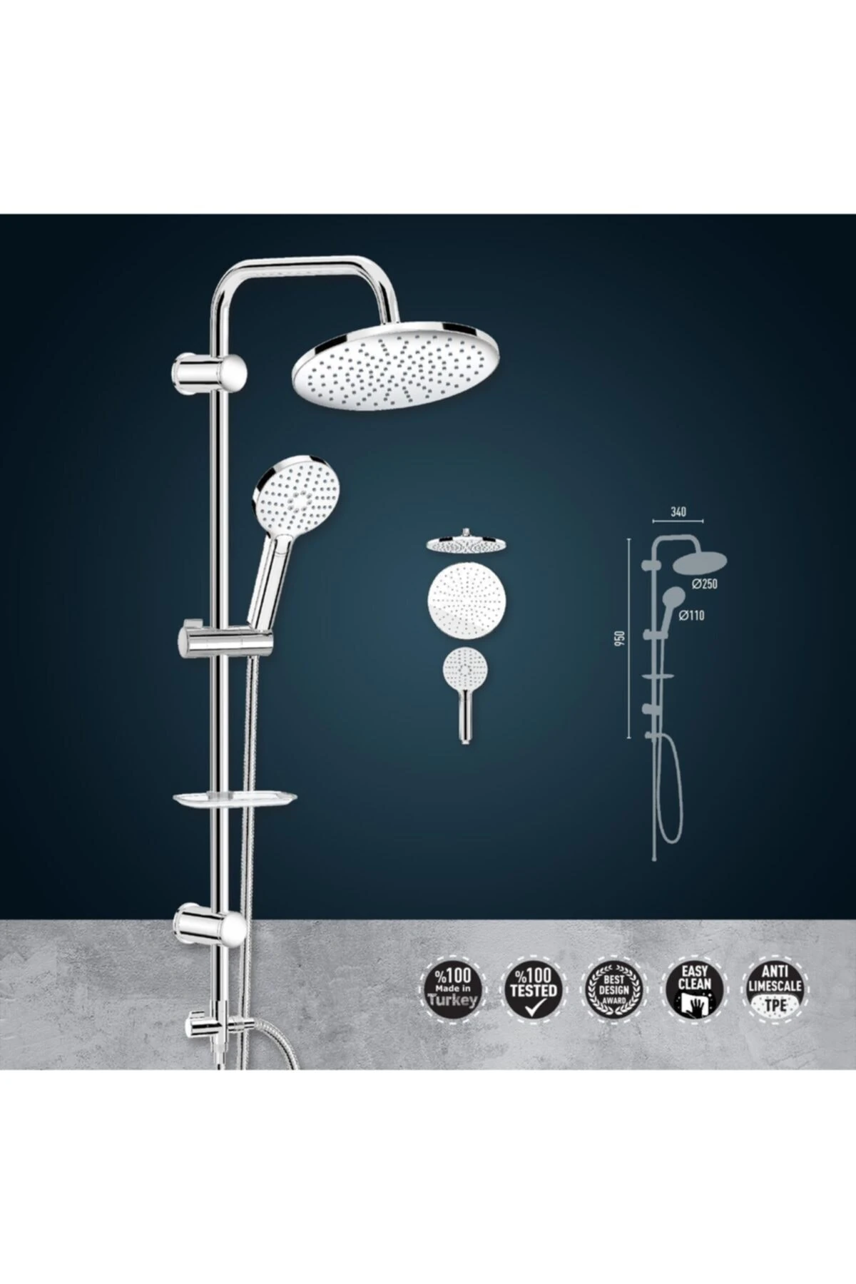 Beksa Yapi Chromax Rain Tepe Duş Seti Vs-5910