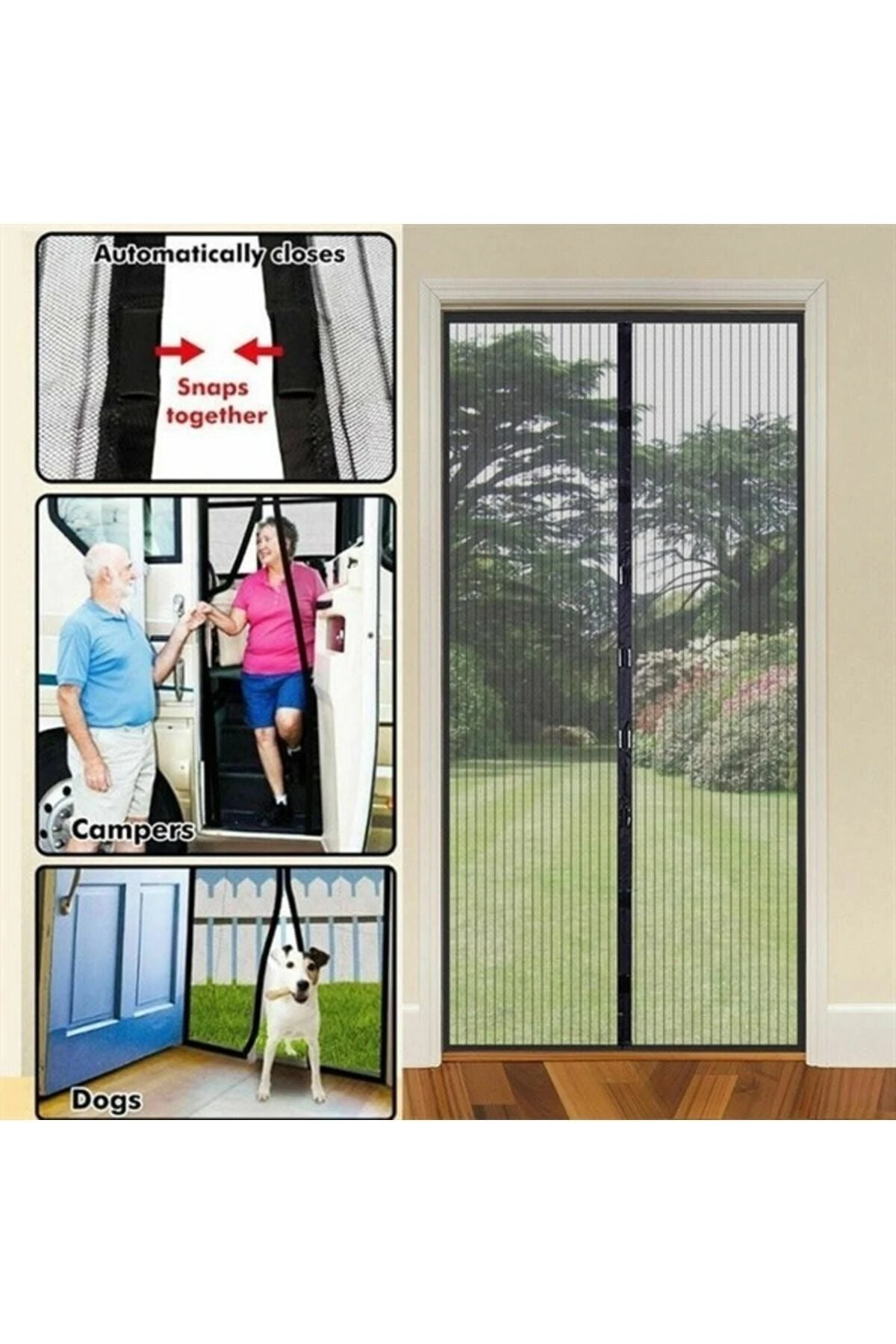 Manyetik Mıknatıslı Kapı Pencere Balkon Tül Sineklik -siyah 90x210 Cm