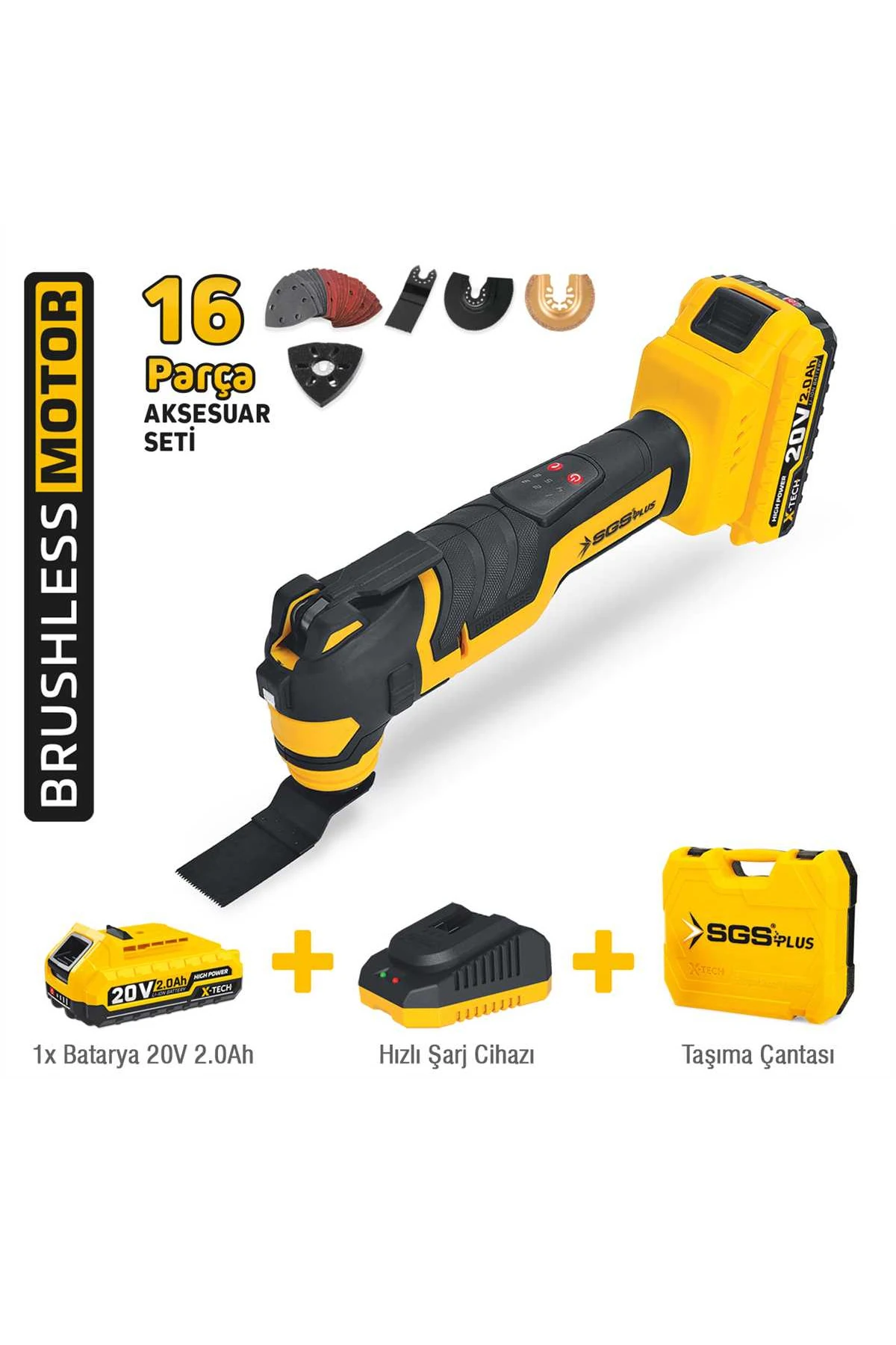 SGS5435 - 20 Volt 2 Amper Akülü Kesici ve Raspalama Makinası