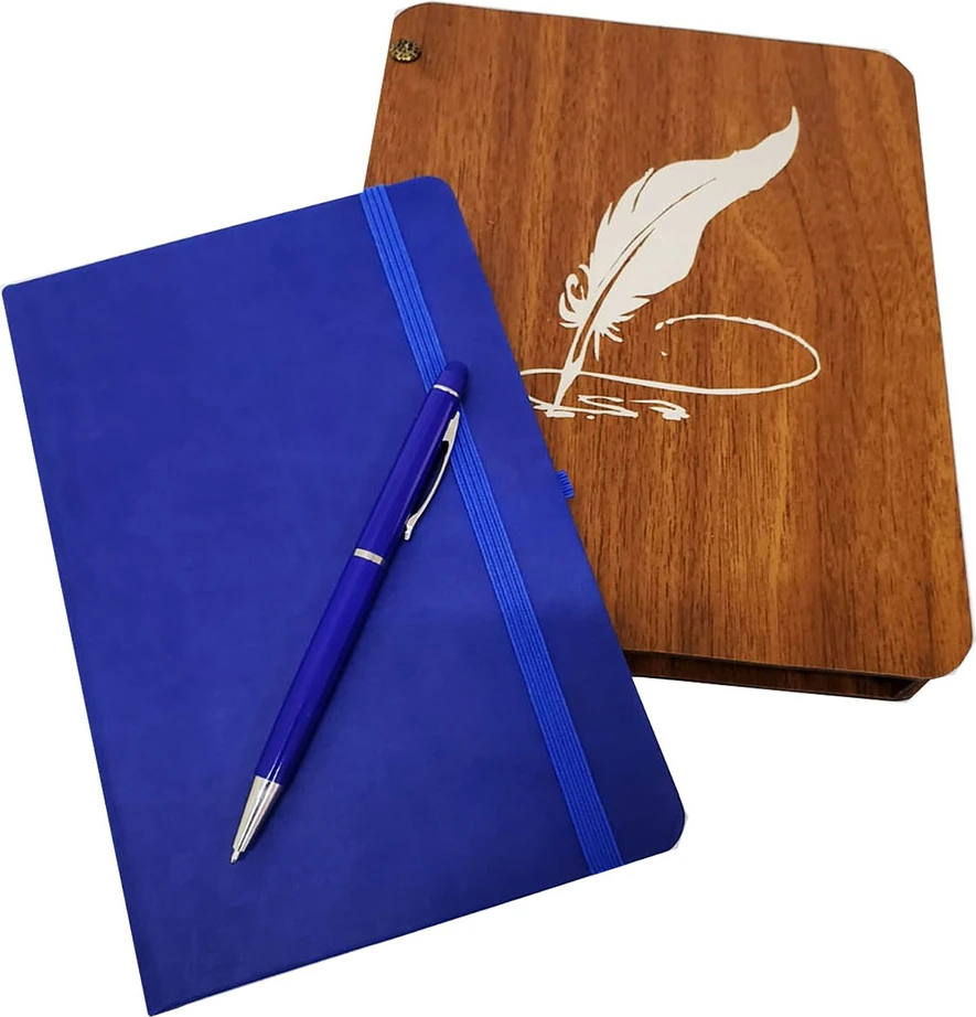 Ahşap Kutulu Defter ve Kalem Seti