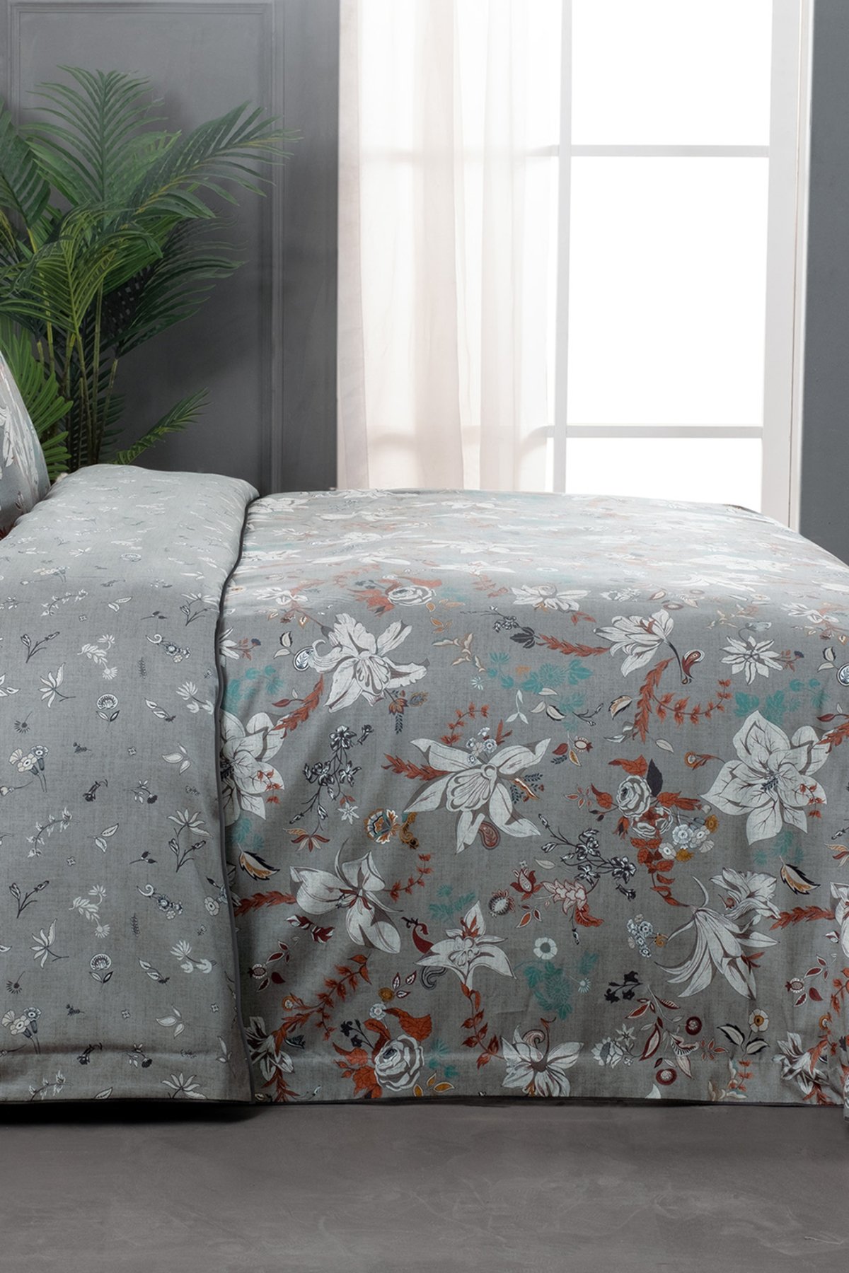 Portland Gri King Size (Battal Boy) %100 Pamuk Saten Nevresim Takımı