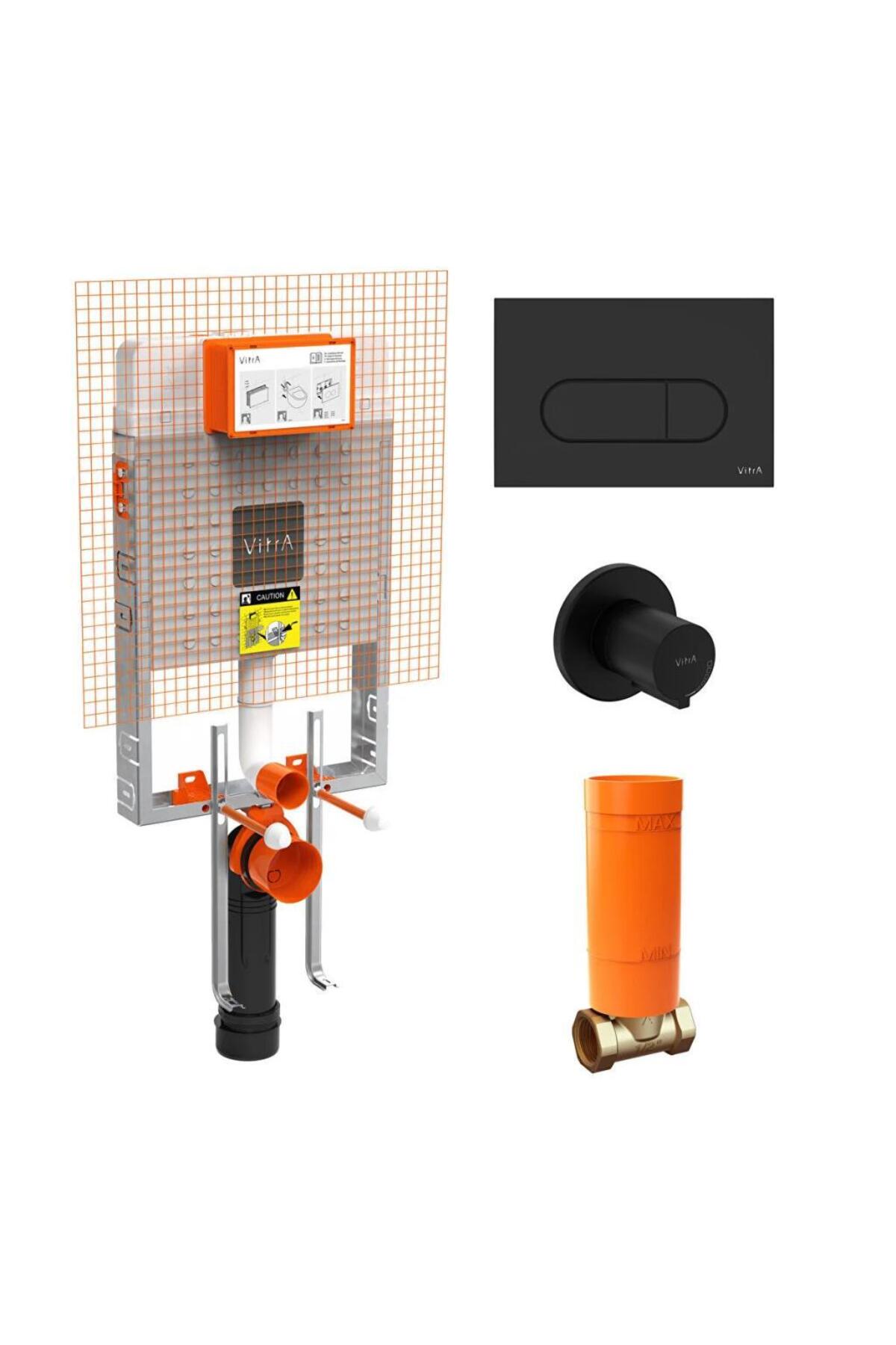 S60 Mat Siyah Kanalsız Asma + Mat Siyah Gömme Rezervuar + Slim Yavaş Kapanır Kapak