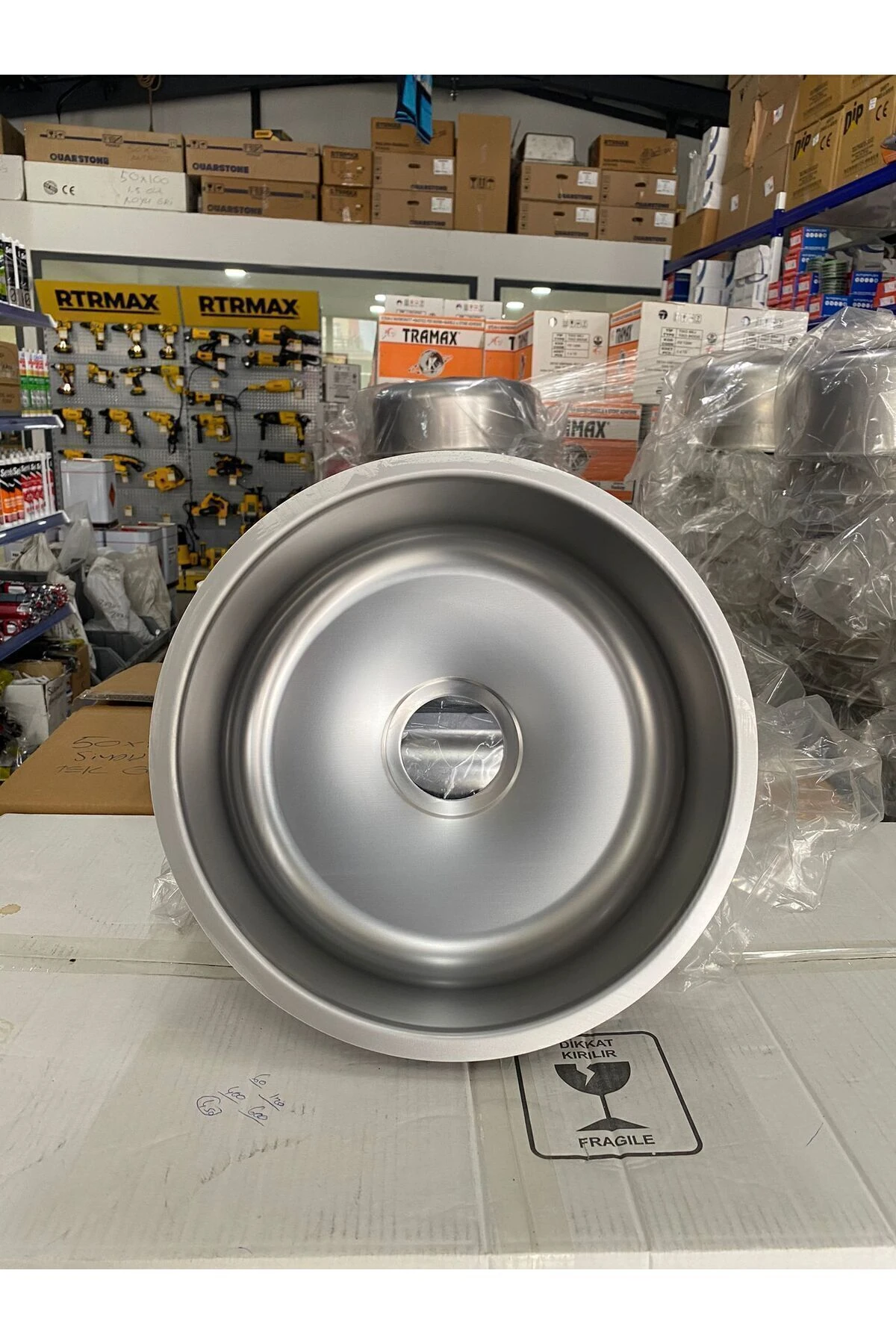 42cm Çap ,yuvarlak Evye , Paslanmaz, Daire, Oval Krom Mutfak Lavabosu Evyesi