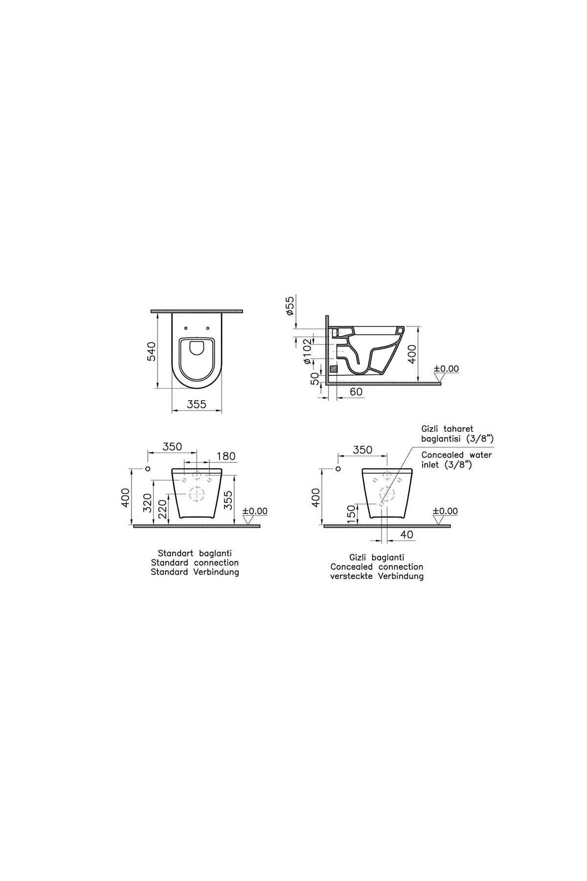 Integra Asma Klozet Açık Montaj 7063L003-0850, Vitra Unıversal Soft Klozet Kapağı 121-003-909
