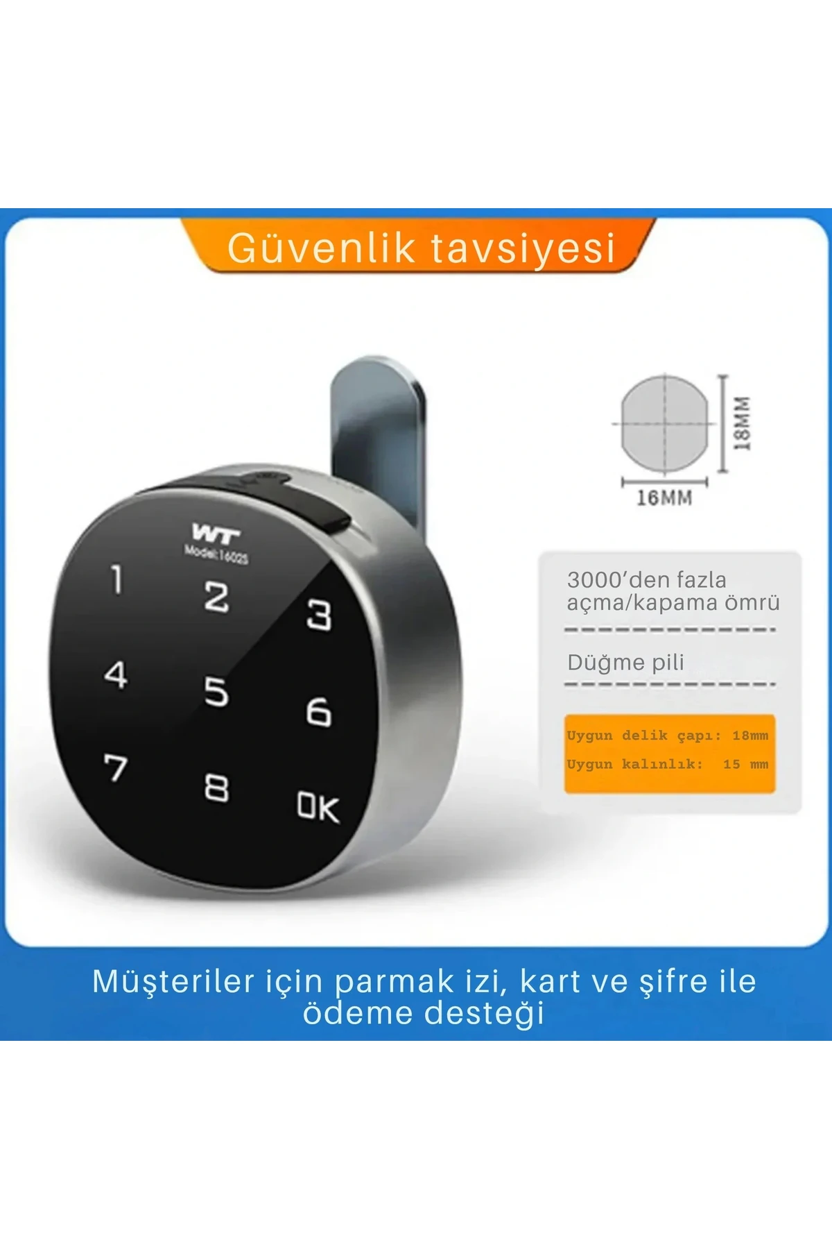 Akıllı Şifreli Dolap Çekmece Kilidi Dokunmatik Sayısal Tuş Takımı, Anahtarsız Elektronik K