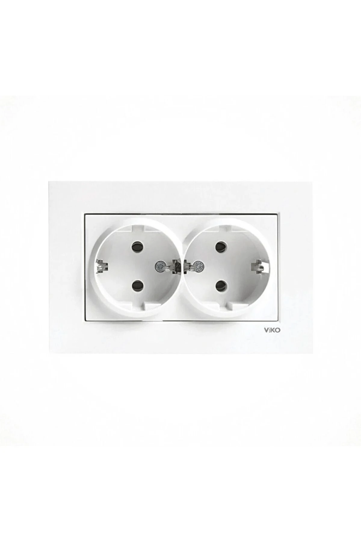 Viko Karre 2 Li Topraklı Priz. Beyaz Mekanizma Kapak Çerçeve Dahil