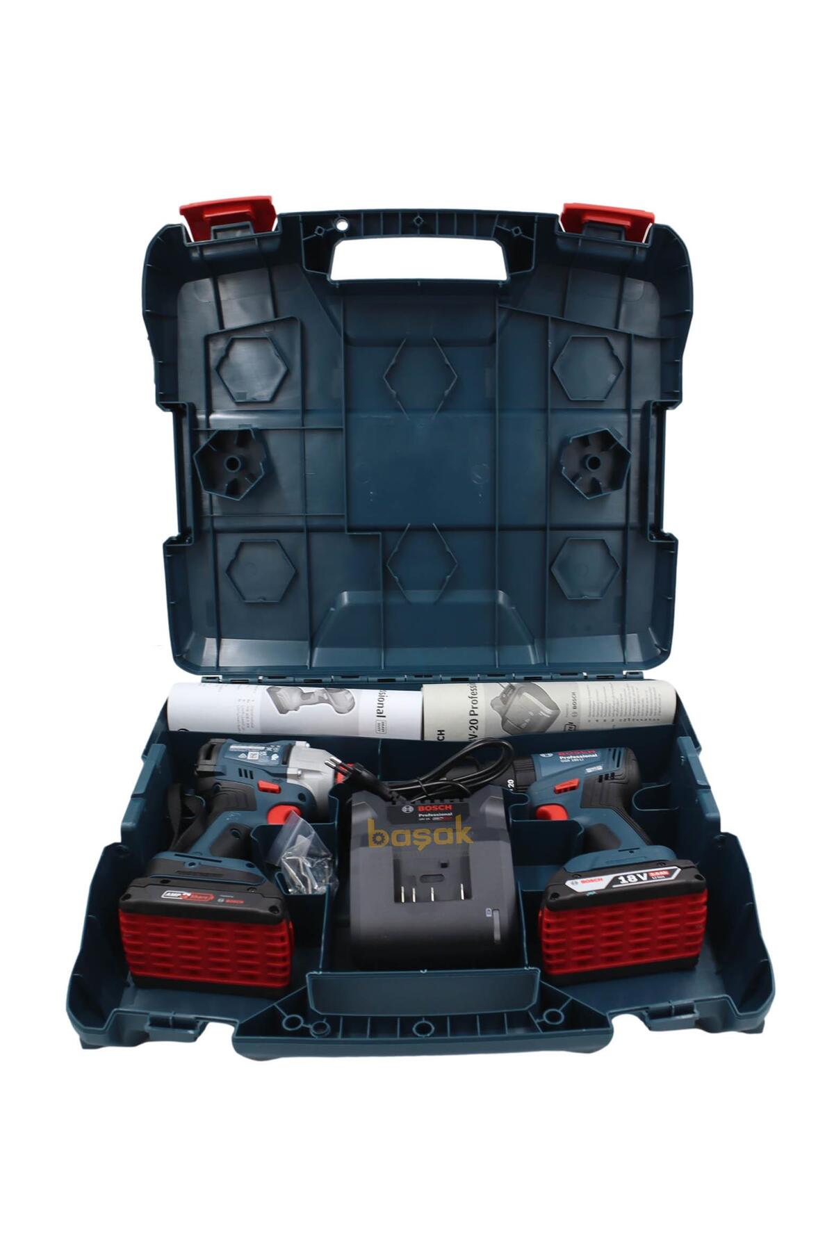 BOSCH 2'li Darbeli Vidama ve Matkap Akülü Set GDX 18V-285+GSB 185-LI 2x2 Ah 06019N2124