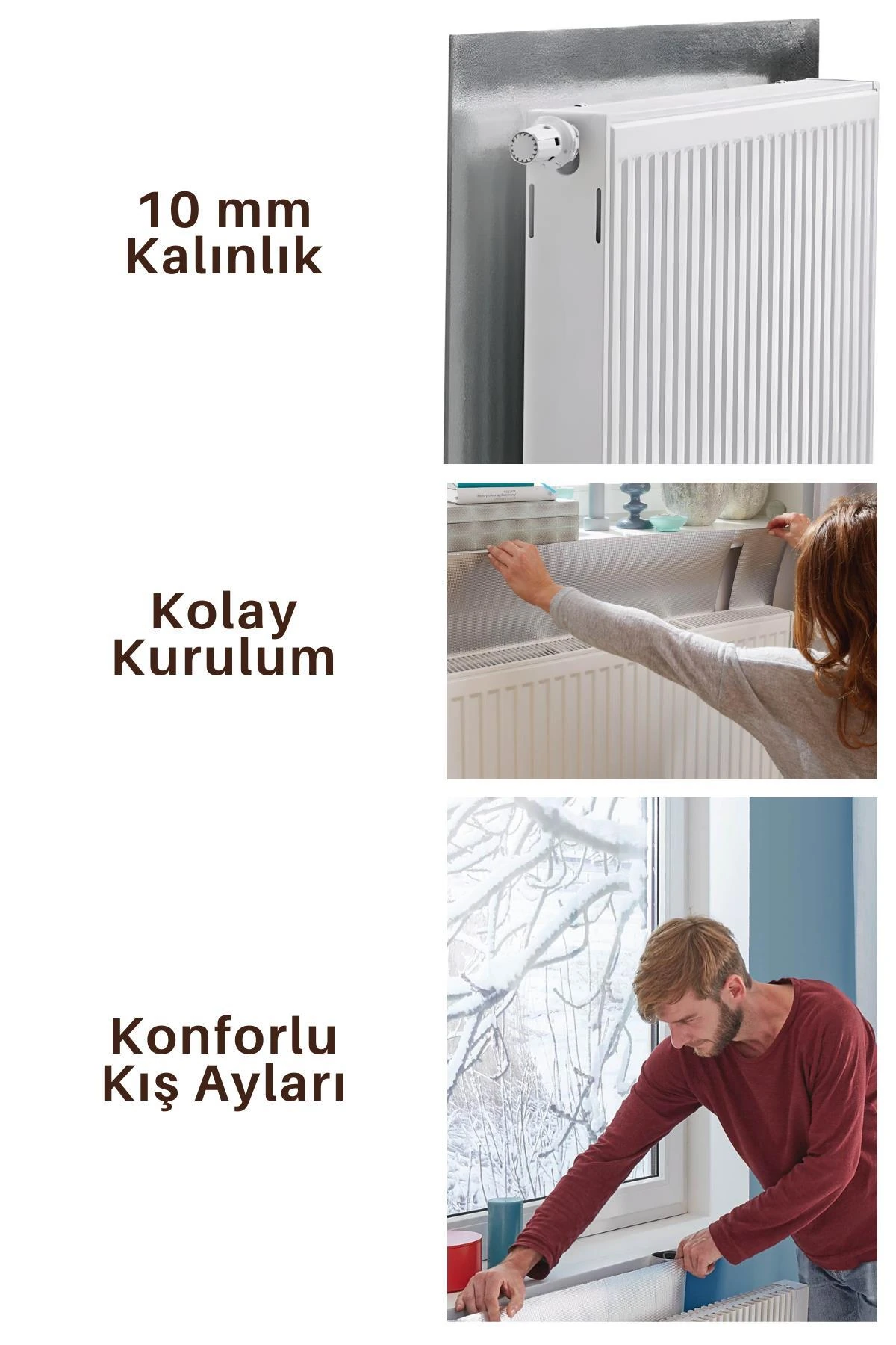 5 Adet Kalorifer Radyatör Arkalığı Isı Yalıtımı Levhası Petek Arkası Alüminyum Folyo İzolasyon Plaka