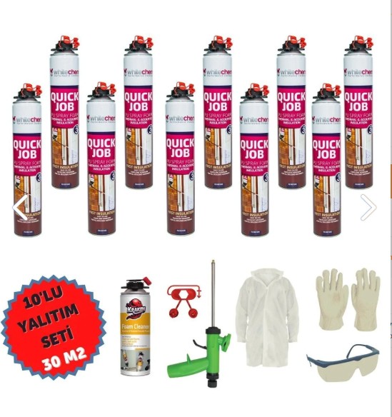 Poliüretan Isı ve Ses Yalıtım Köpük 10 ADETX930GR+1 Tabanca+1 Temizleyici Sprey