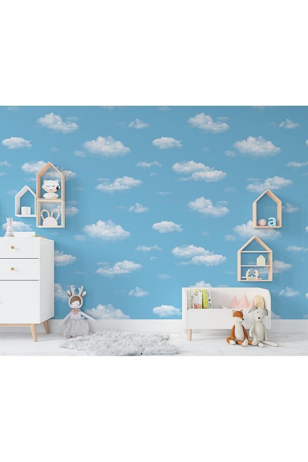 Ada Kids 8904-1 Duvar Kağıdı Mavi Bulutlu