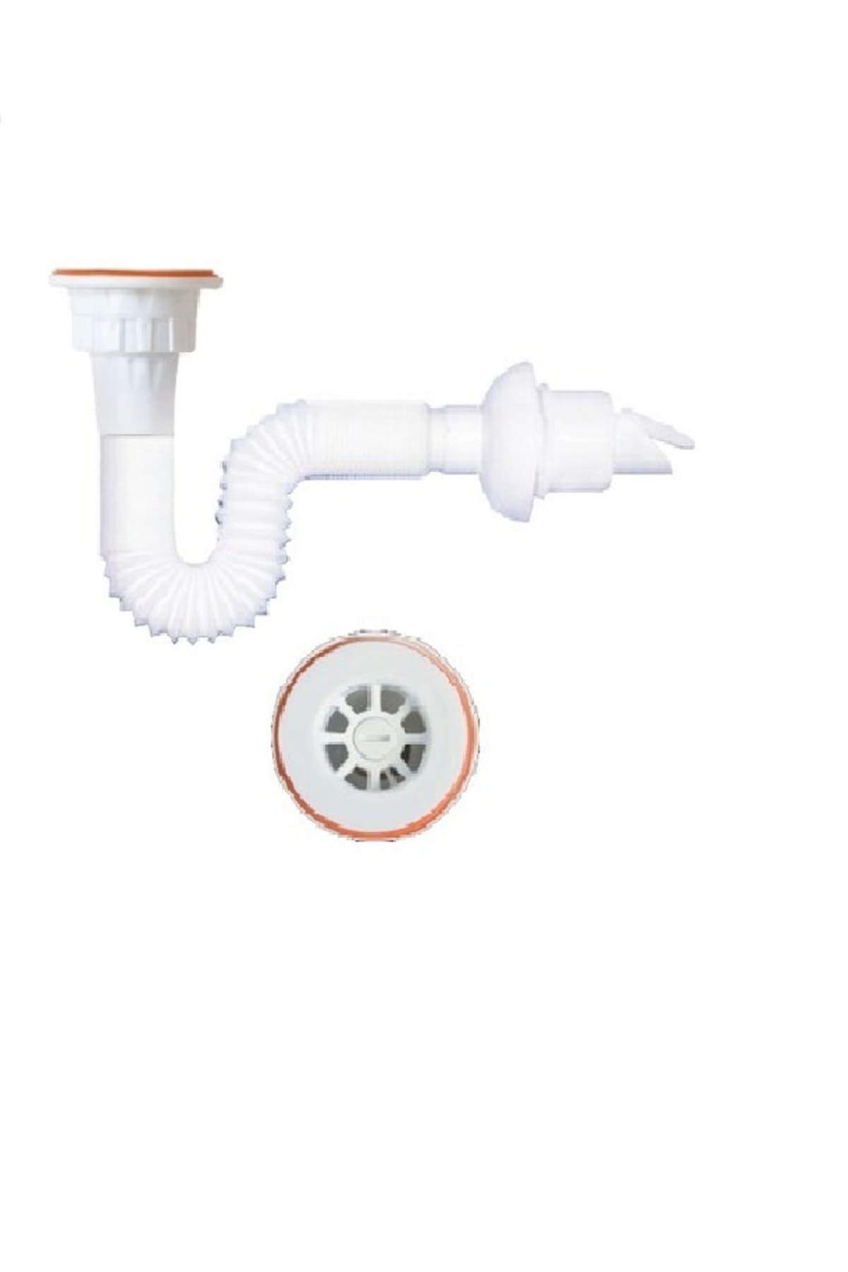 Su Sızdırmaz Koku Önleyici Kapaklı Körüklü Lavabo Sifonu Lavabo Gider Borusu Hortum 80 cm