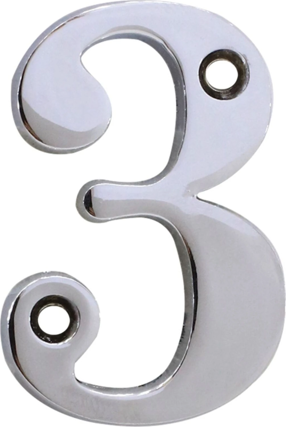 Parlak Krom Çelik Kapı Numarası, 5 Cm, 3 Numara, Şık ve Dayanıklı Tasarım