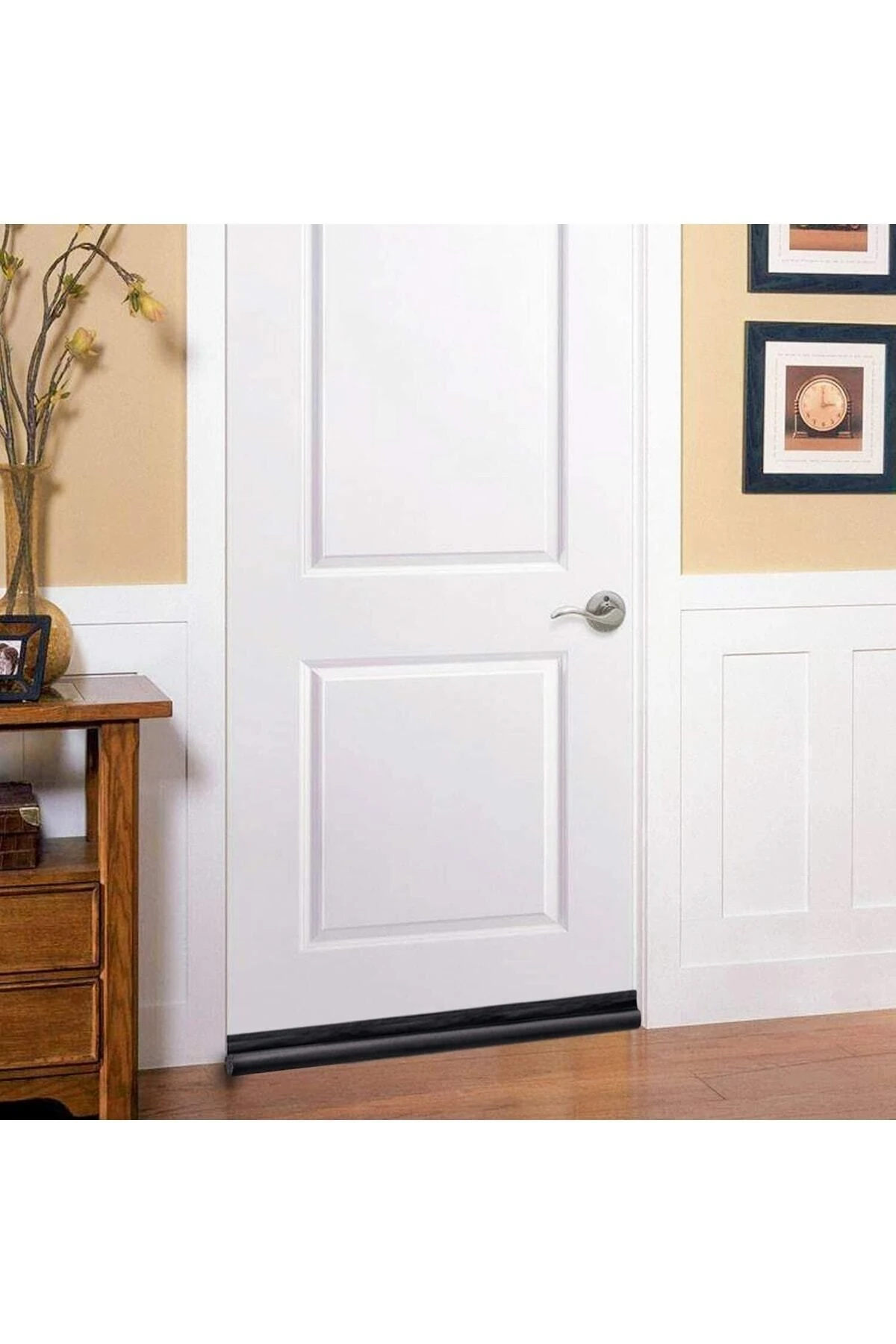 Kapı Altı Rüzgar Önleyici Sünger Kapı Altlığı Lüks Model Siyah Çelik Kapı