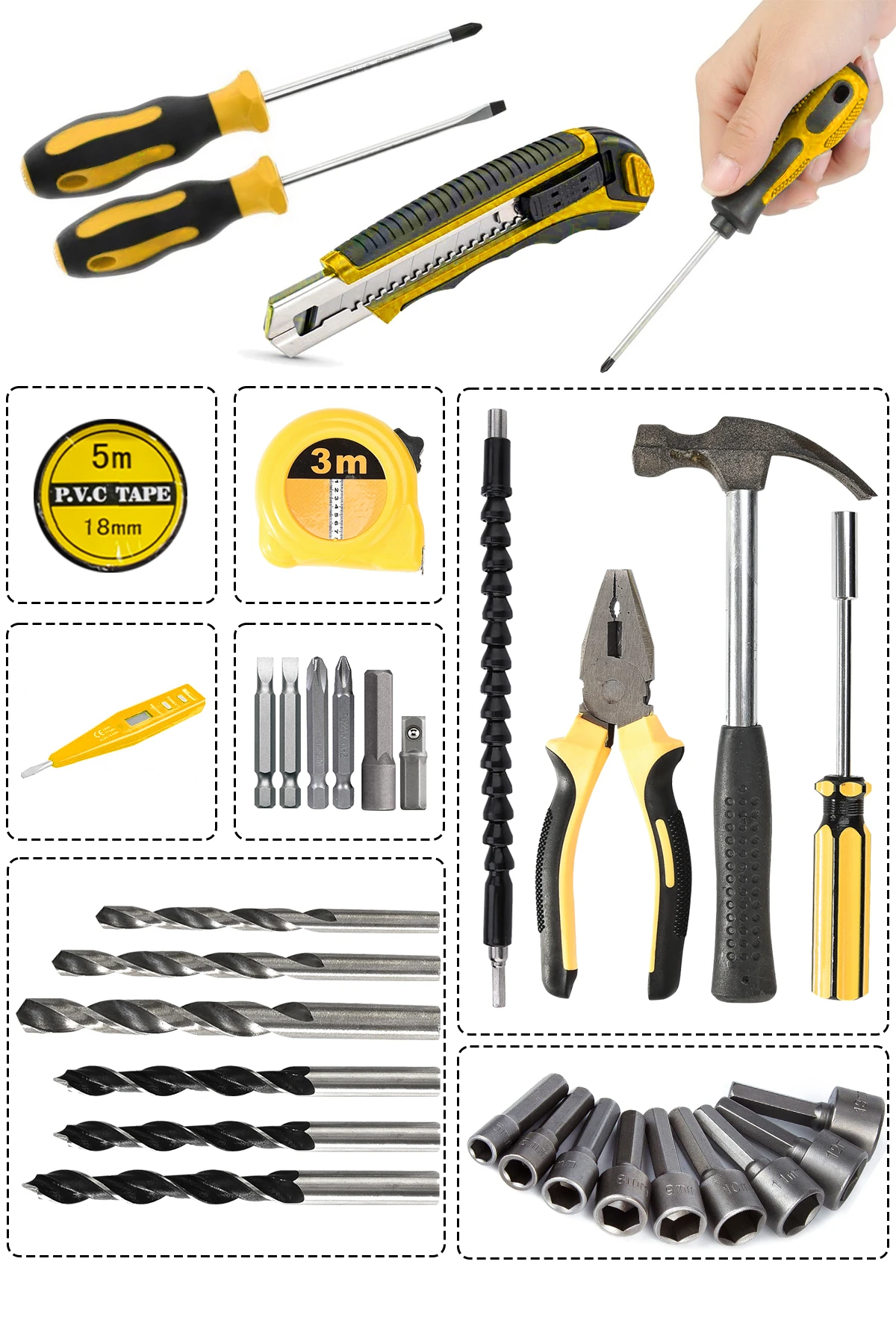 POWEBLACK PRO Germany Technology 58Vf 5Ah Çelik Mandren Çift Akülü Vidalama Şarjlı Matkap Seti