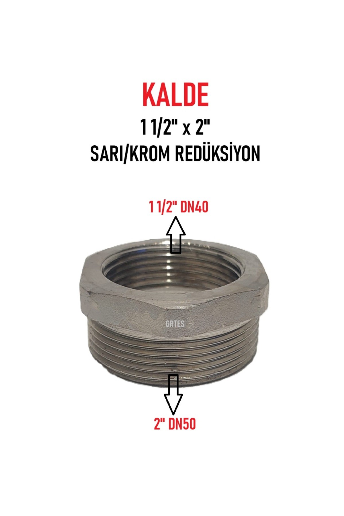1 1/2" x 2" Sarı/Krom Redüksiyon - Brass Reduction
