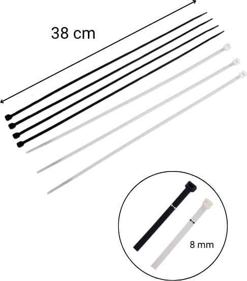 8X380 Beyaz Kablo Bağı & Plastik Kelepçe & Cırt Kelepçe 100 Adet (Paket)