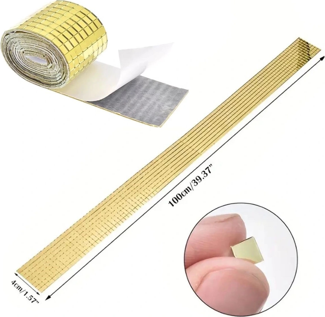 1 Metre Uzunluğunda Gold Renk Aynalı Mozaik Taşlı Dekor Bandı 4 cm x 1 mt (5047)