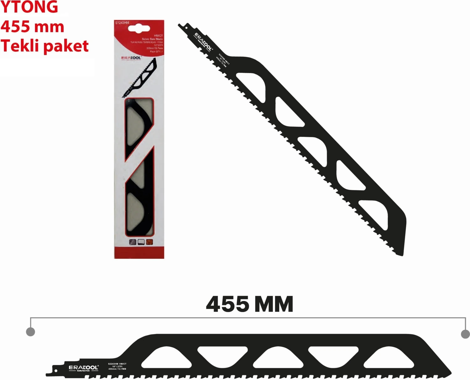 Tilki Kuyruğu Testere Ağzı 455MM/18""/2 Tpı S2243HM Adet:1 Ytong ERA51913