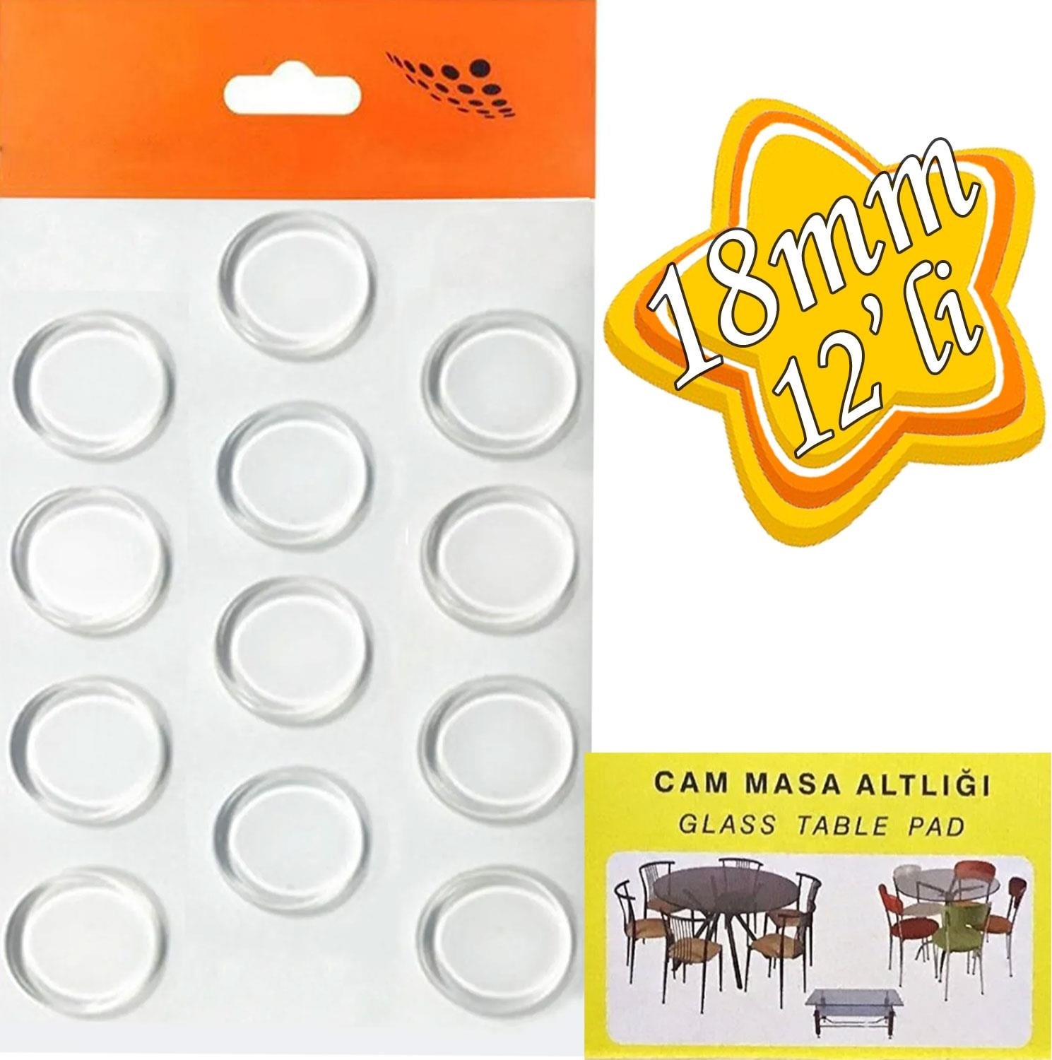 Yapışkanlı Cam Tutucu Şeffaf 18MM 12'li Mobilya Raf Ses Tutucu