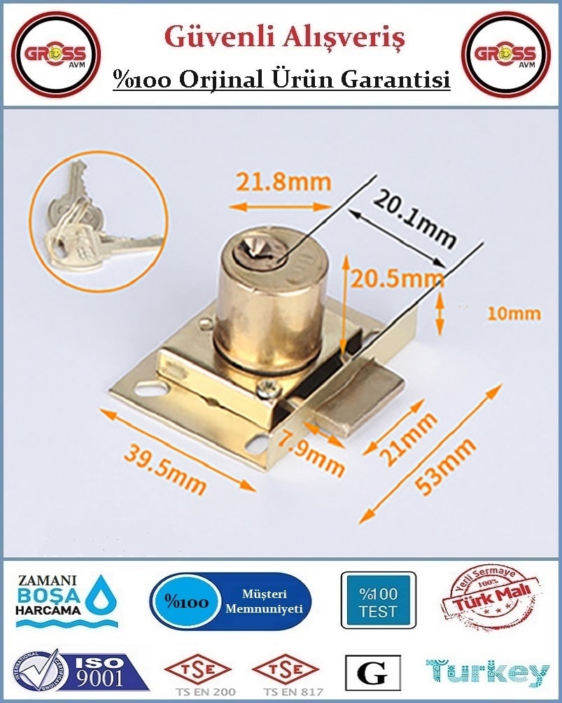 Drawer Lock Çekmece Kilidi 303 - Siyah