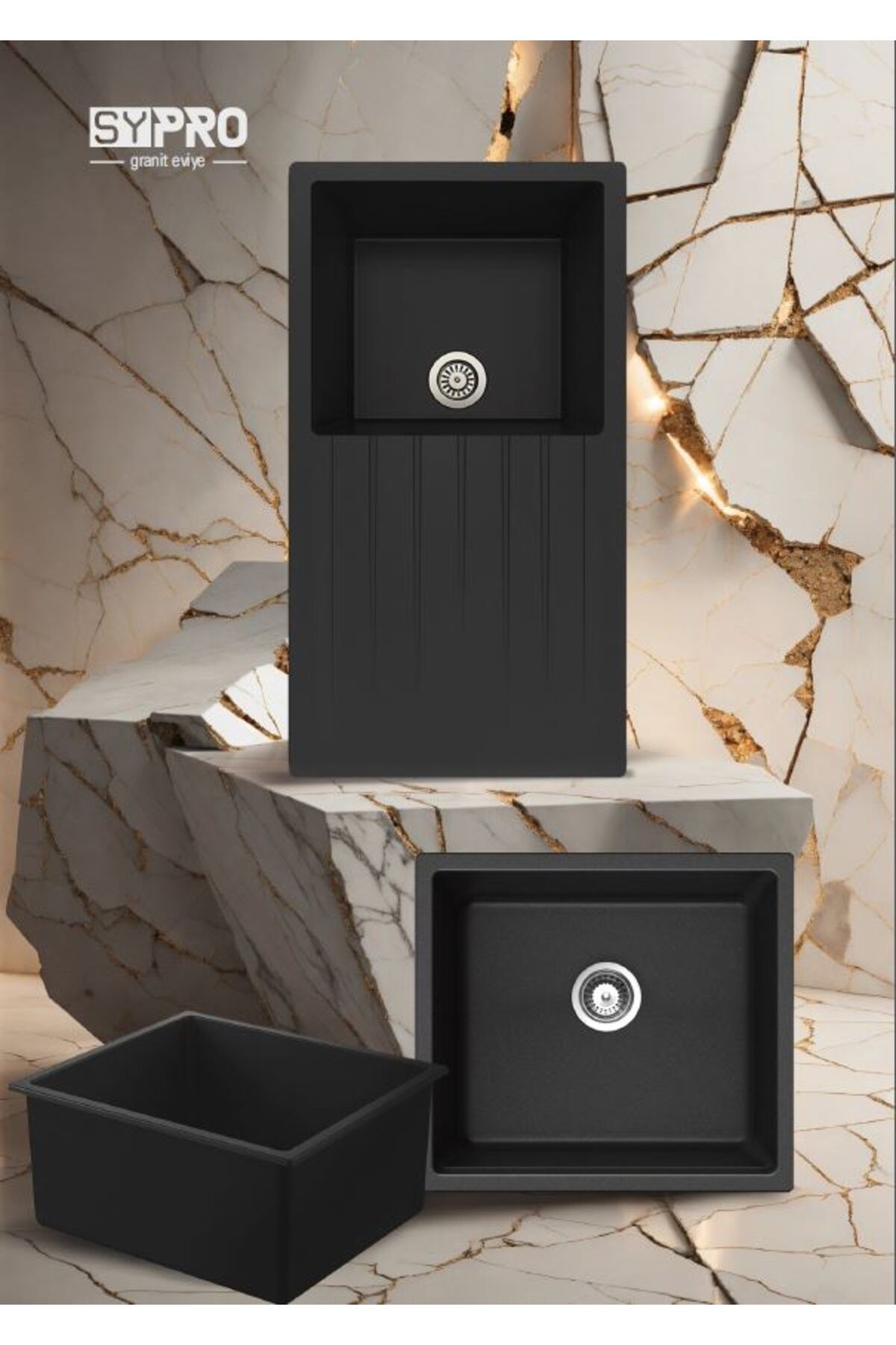 Granit Eviye | Kare Izgaralı | Beyaz | Ametist SP07 | Evye