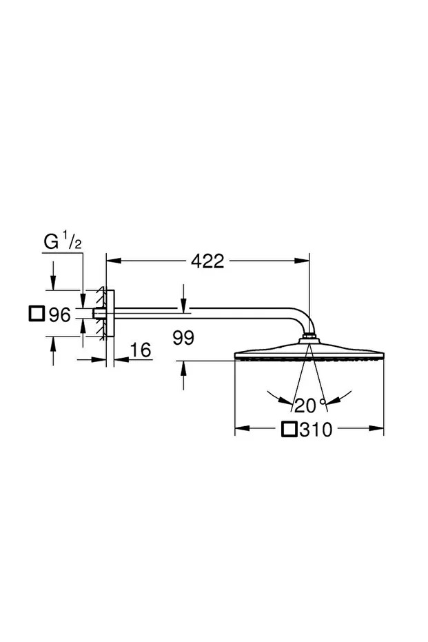 Rainshower Mono 310 Cube Tepe Duşu Seti 422 Mm, Tek Akışlı Cool Sunrise – 26564GL0
