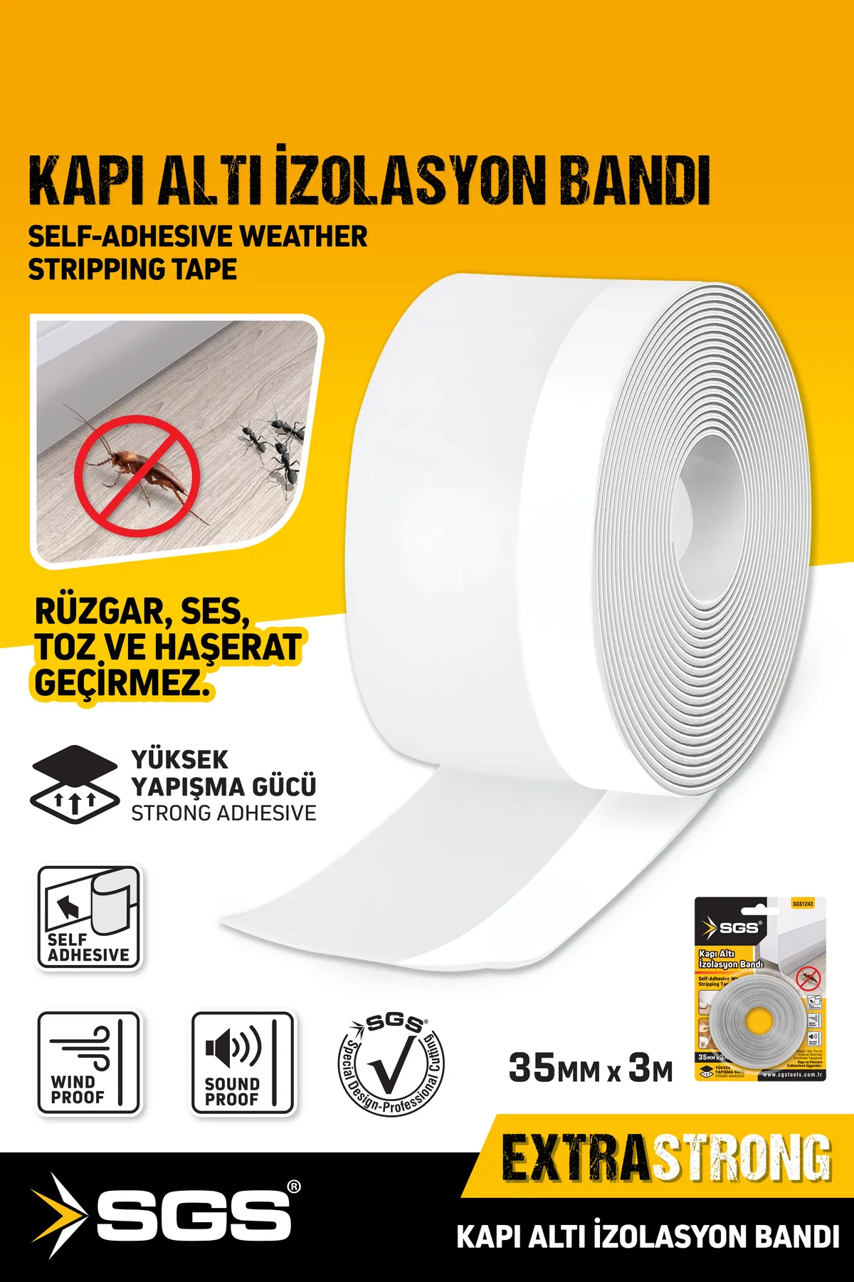 Kapı Altı Izolasyon Bandı 35mm X 3 Metre – Isı Ve Ses Yalıtımında Pratik Çözüm!