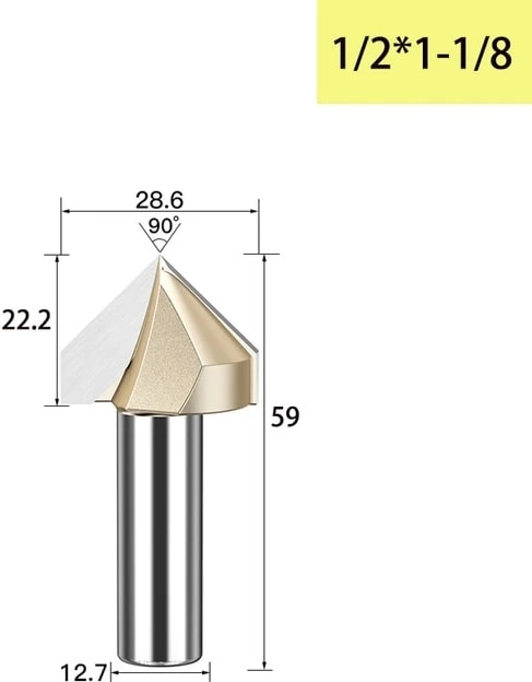 V00106 Tideway 90 Derece V-Tipi Ağaç Işleme Freze Kesici Karbür Cnc Router Bit V Oluk Ahşap Mdf Kesme Planya Gravür (Yurt Dışından)
