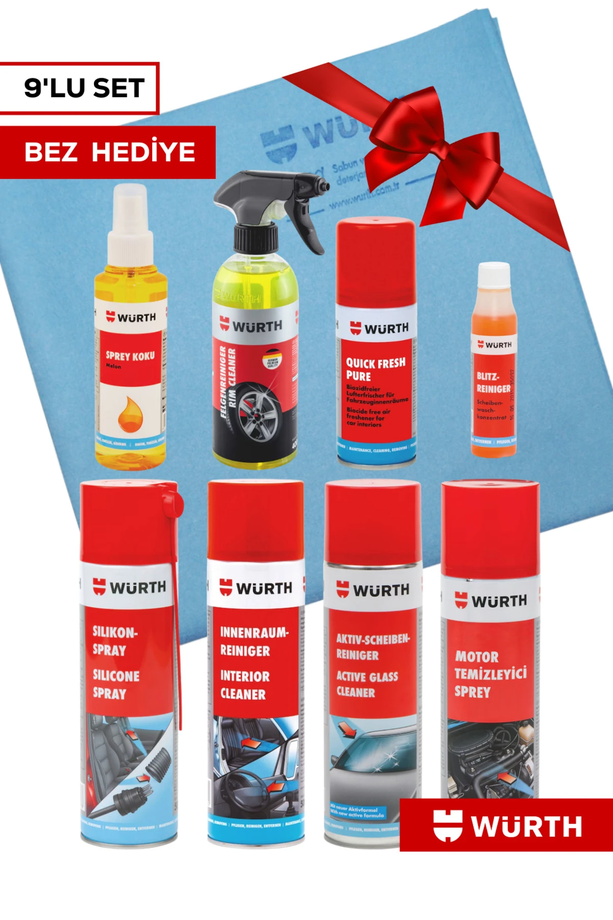 Kapsamlı 9 Parça Araç Bakım ve Temizlik Seti - 9'lu Oto Bakım Seti