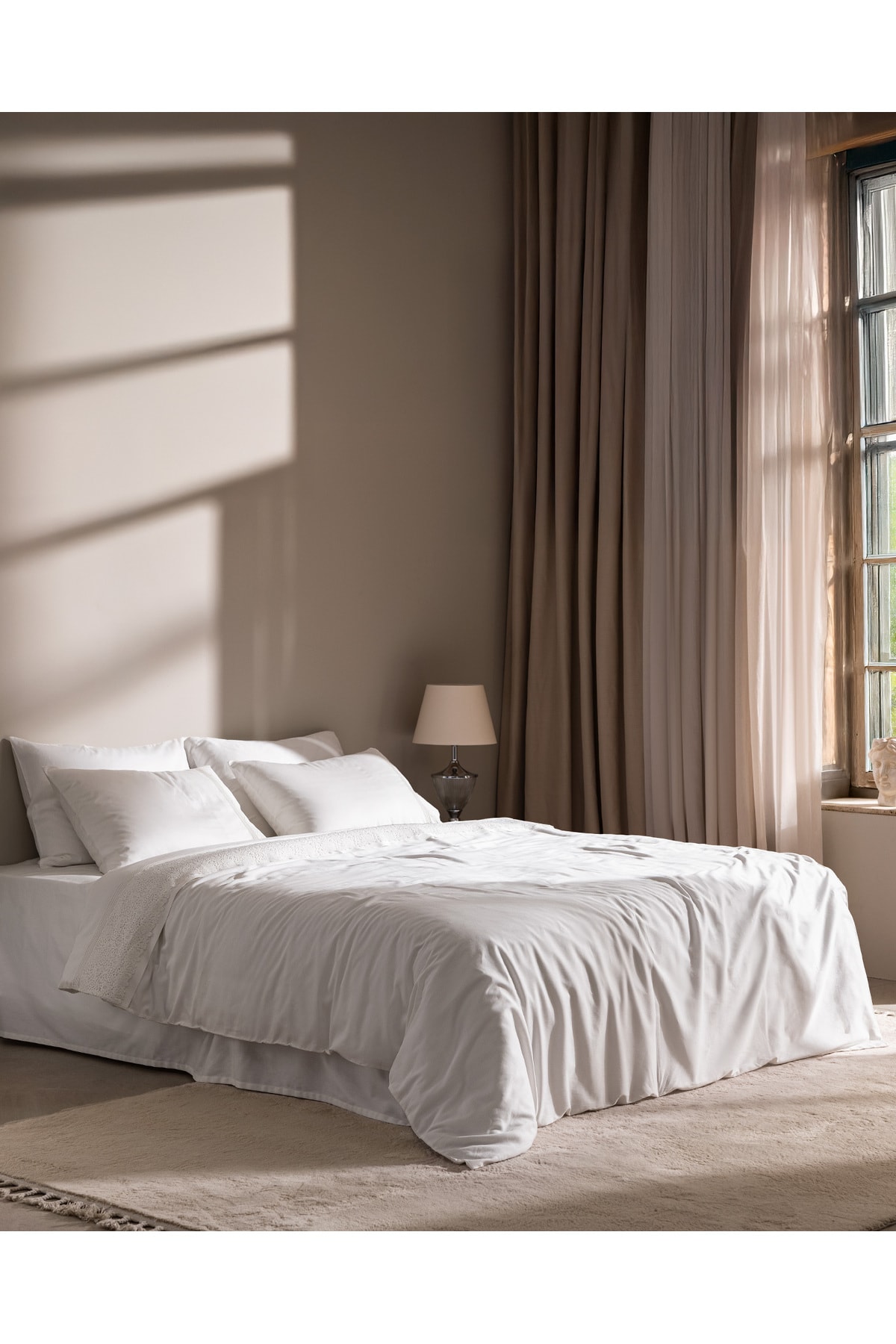 Marion King Size %100 Pamuk Brodeli Saten Nevresim Takımı - Beyaz