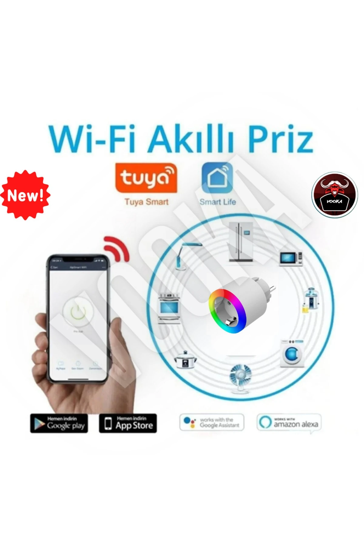 Vilya Akıllı Wifi Priz Mobil Kontrollü Rgb Ledli Yüksek Watt Smart Socket