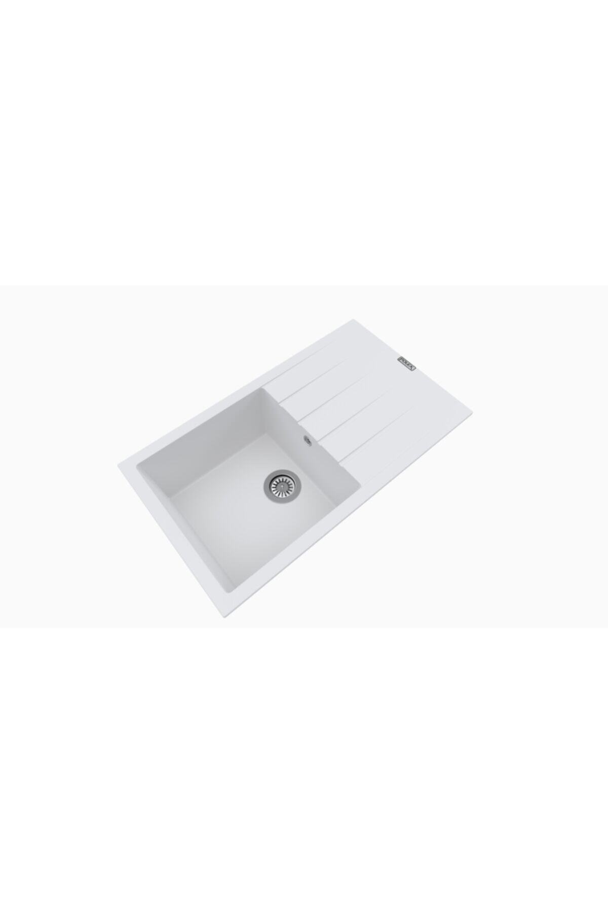 Cristalüx Granit Evye P-sx1 Beyaz Tezgah Altı Ve Tezgah Üstü Mutfak Evyesi 86x49,5cm