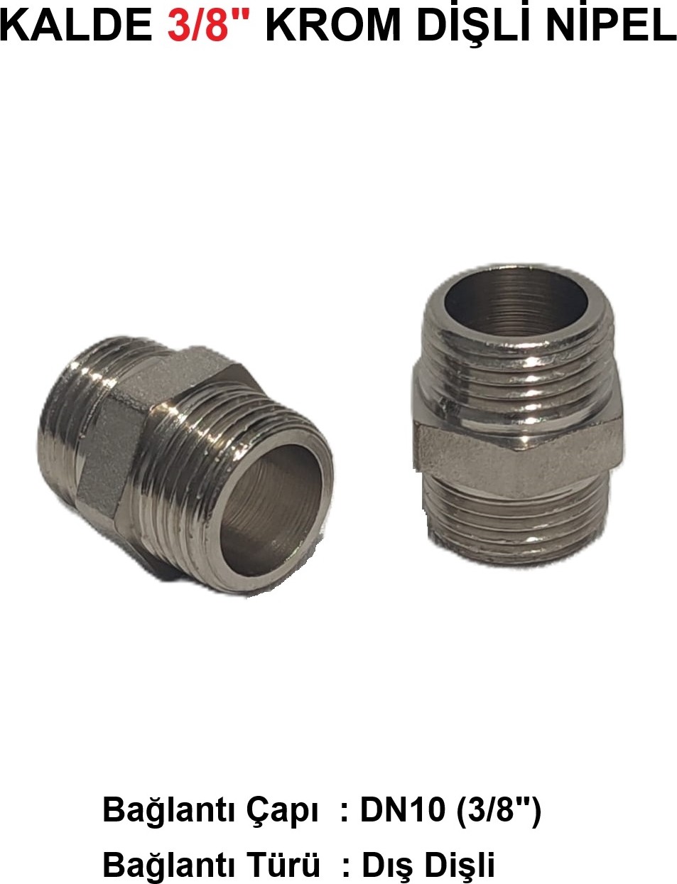 3/8" Sarı / Krom Dişli Nipel DN10 - Chrome Nipple
