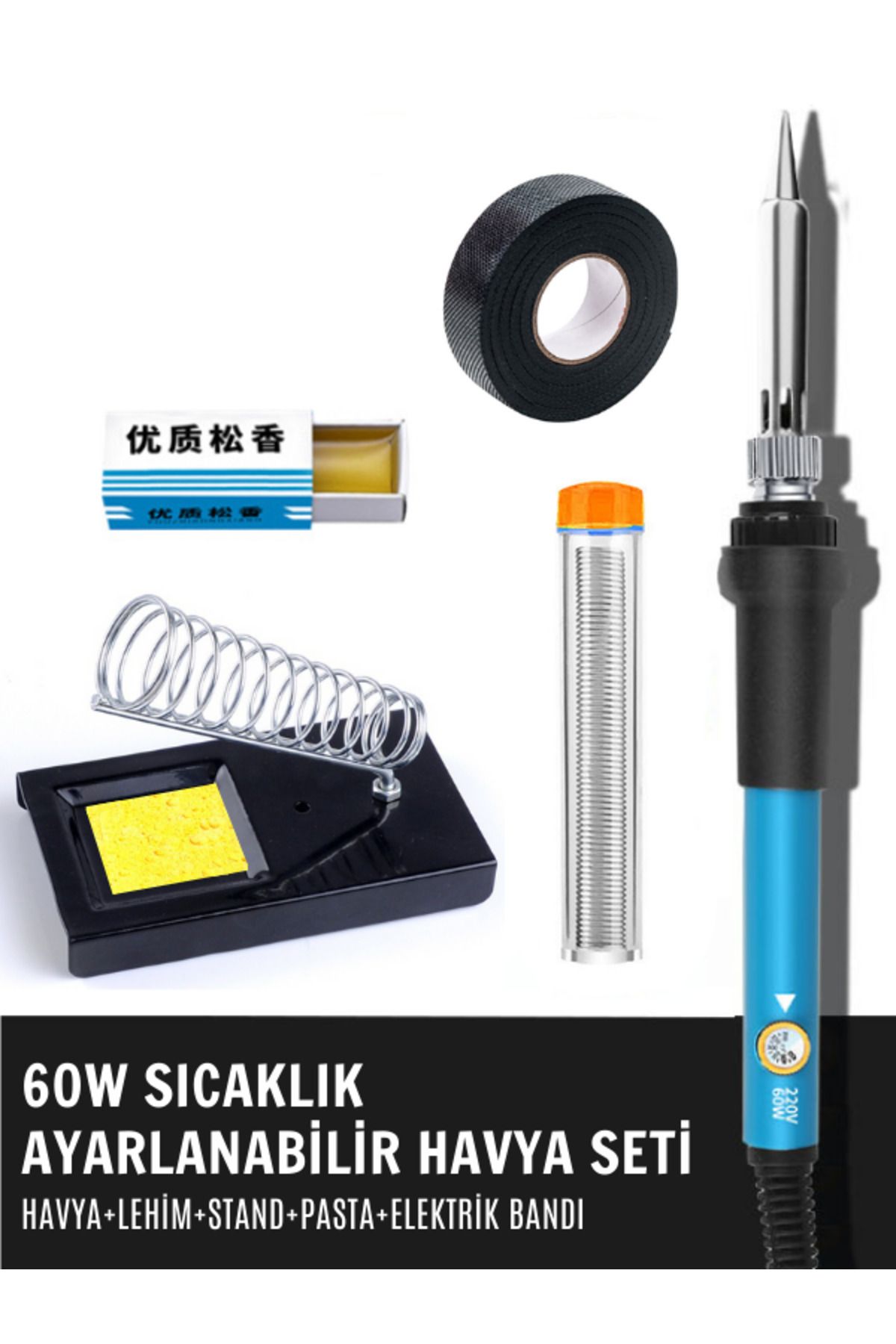 St-60 Model Profesyonel 60w Isı Ayarlı Havya Lehim Bant Lehim Pastası Stand