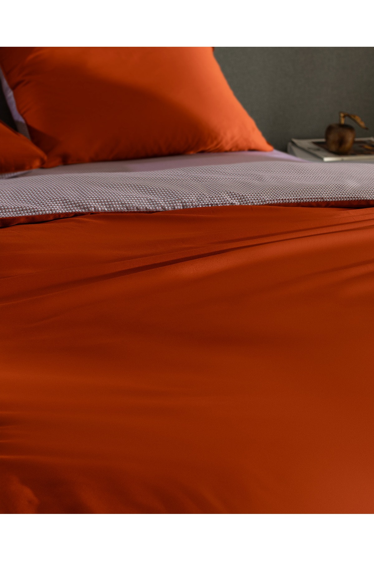 Delit King Size %100 Pamuk Baskılı Saten Nevresim Takımı - Turuncu