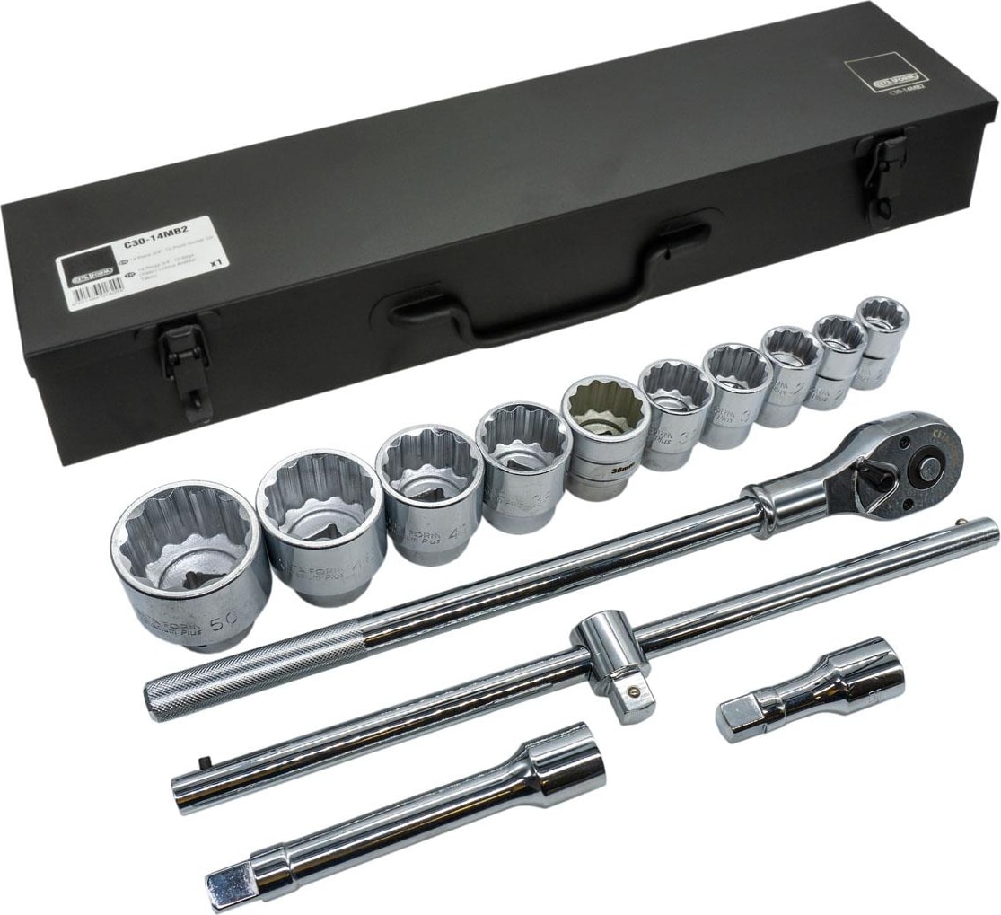 C30-14MB2 3/4” 12 Köşe Lokma Takımı(Metal ÇANTA)-14PRÇ
