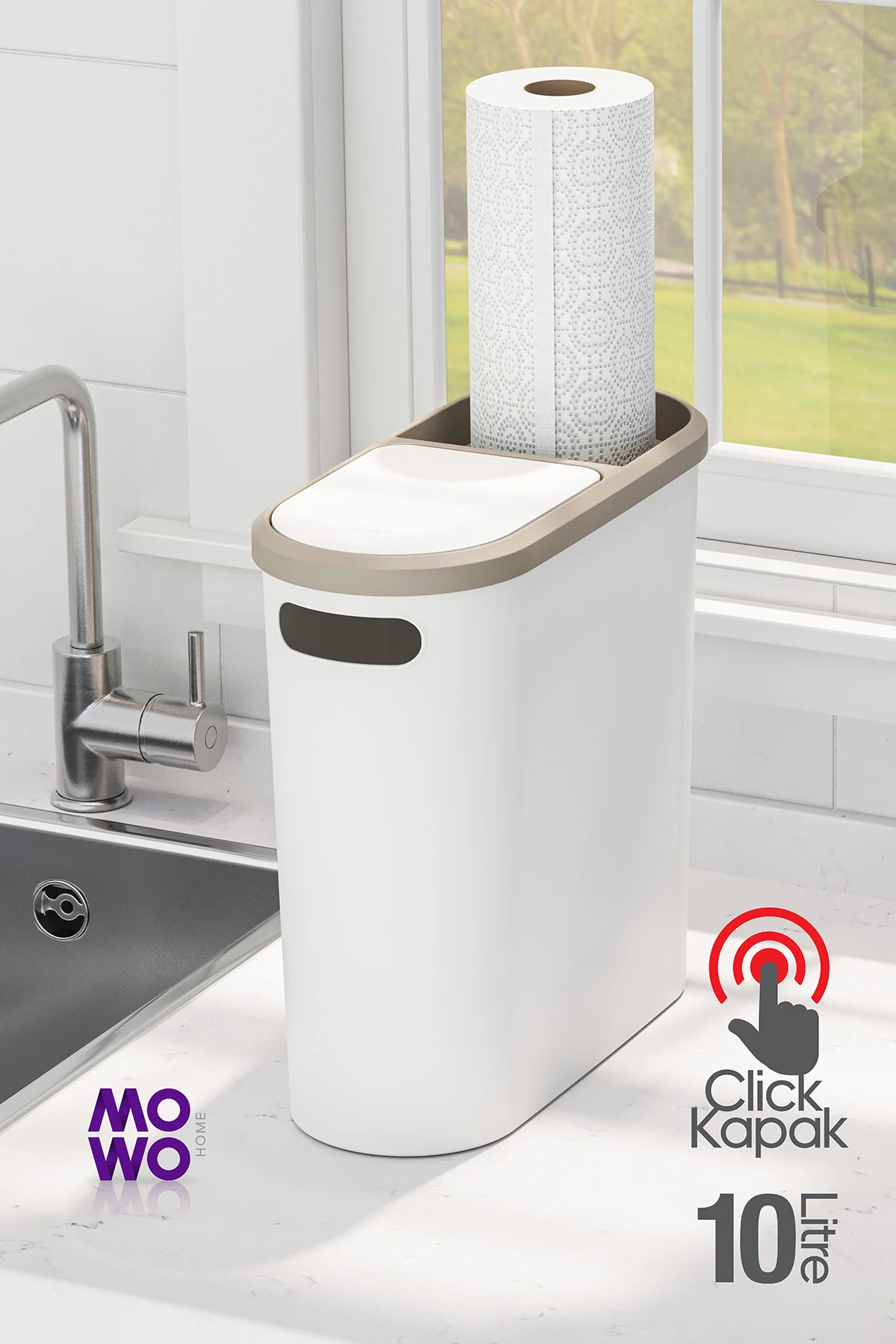 Click 10 Lt Çöp Kovası Beyaz, Mutfak, Banyo, Tuvalet Çöp Kutusu