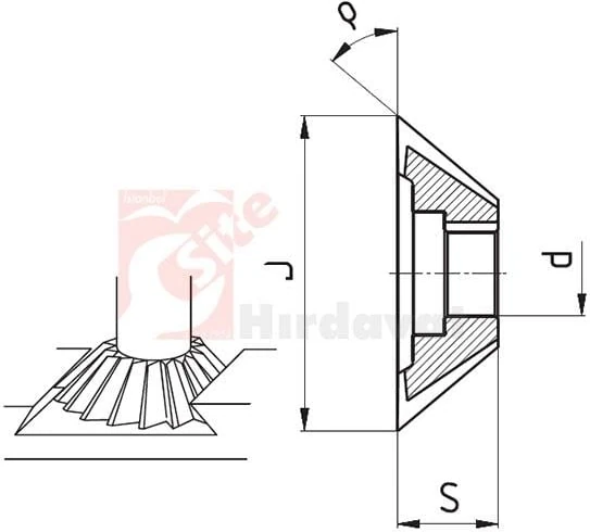Zps-Fn Konik Alın Freze 45° 63MM Dın 842