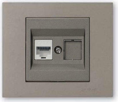 Grano Metalik Cat6 RJ45 Prizi Antrasit + Antrasit Çerçeve