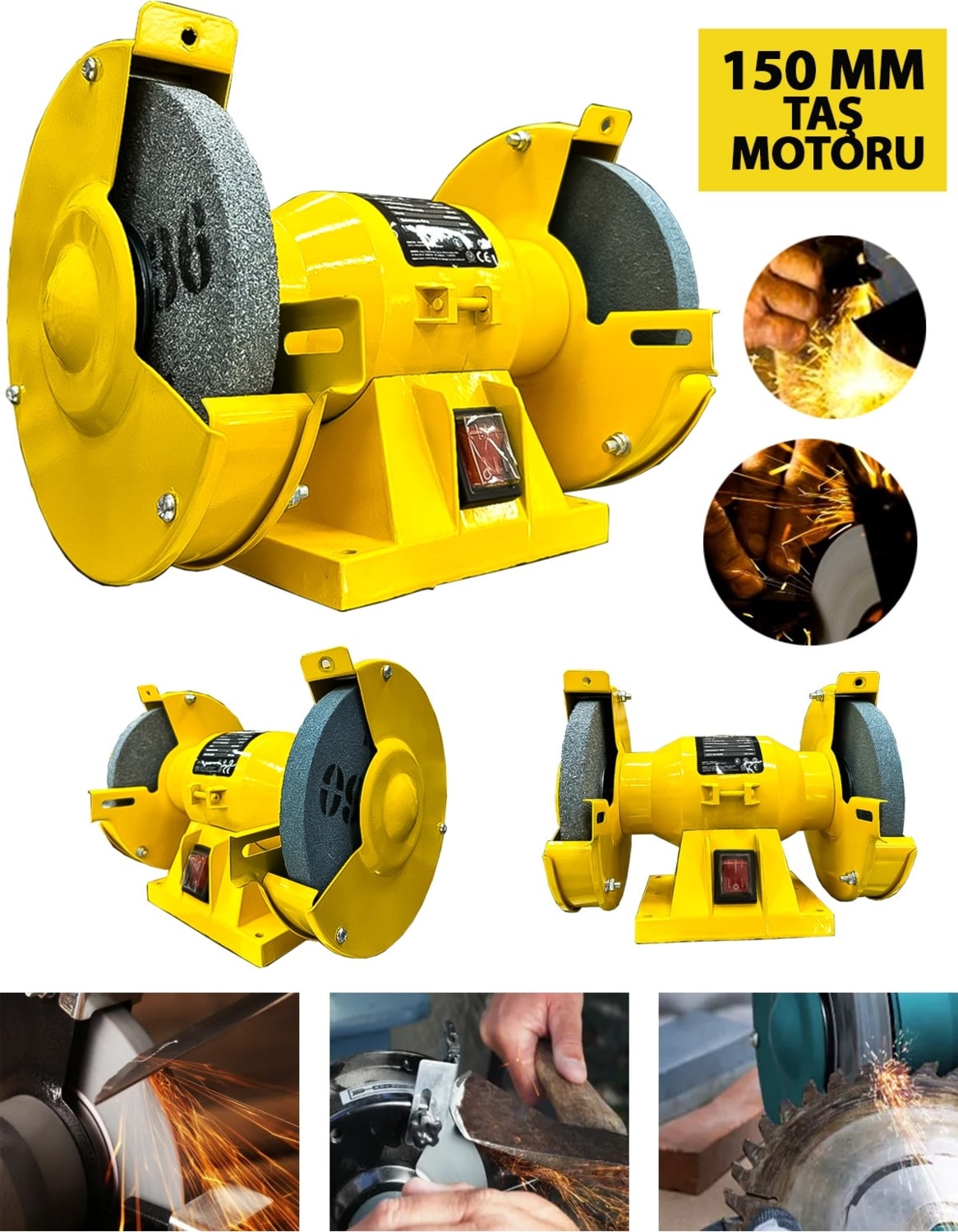 8900VFX Pro Çark Motoru Zımpara Balta Bıçak Bileme Makinesi Taş Motoru Taşlama 150 mm