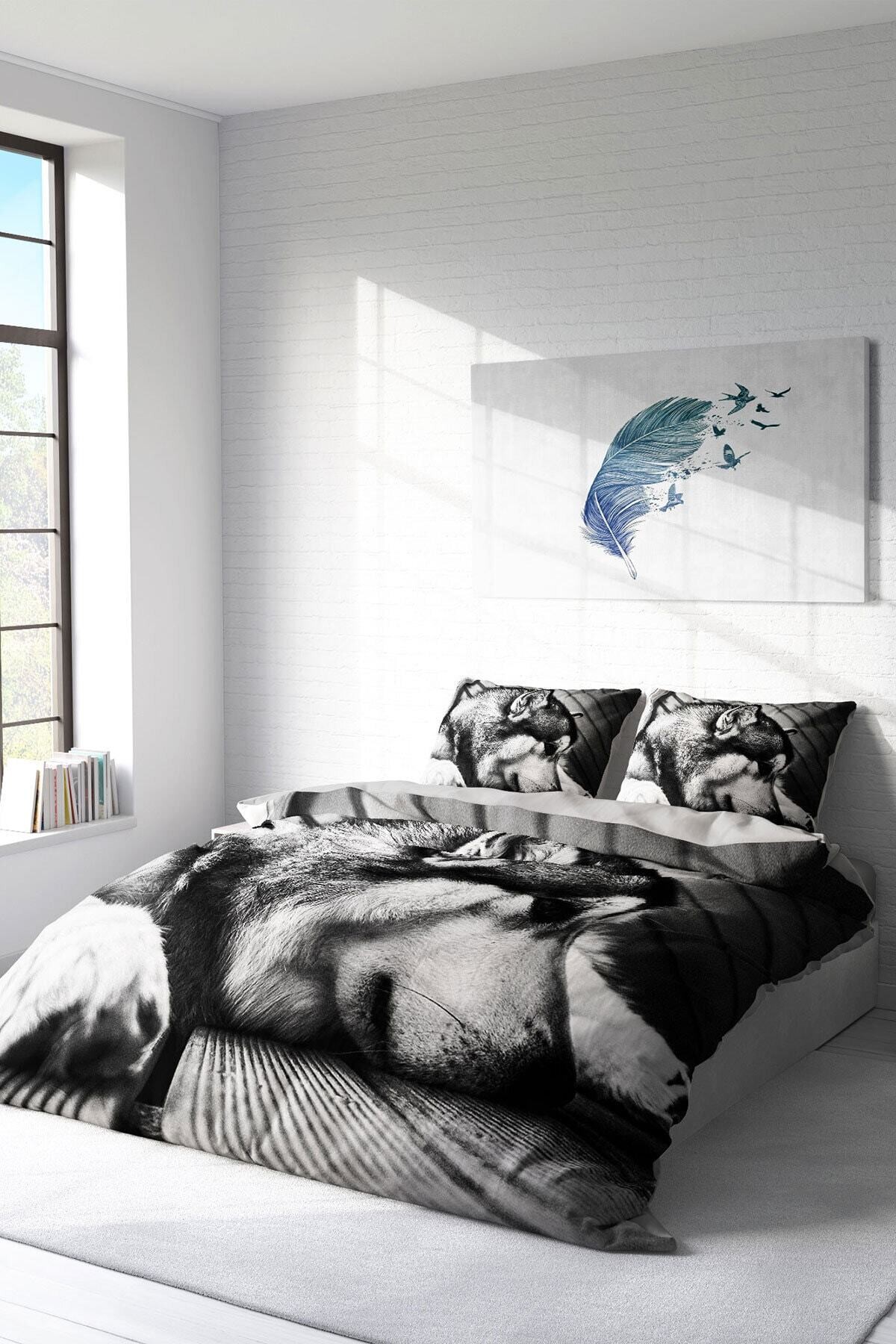 Kıng Sıze Wolfie 3d Çift Kişilik Nevresim Takımı 220x240cm