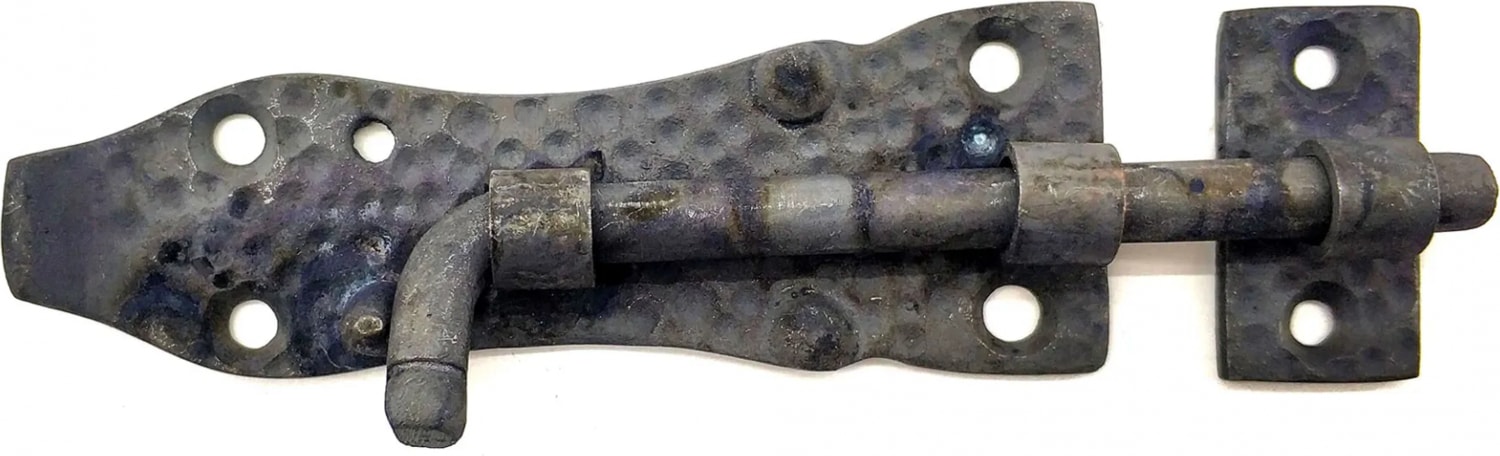Antika Tarz Dekoratif Pirinç Dövme Kapı Sürgüsü - 7cm, Oksit