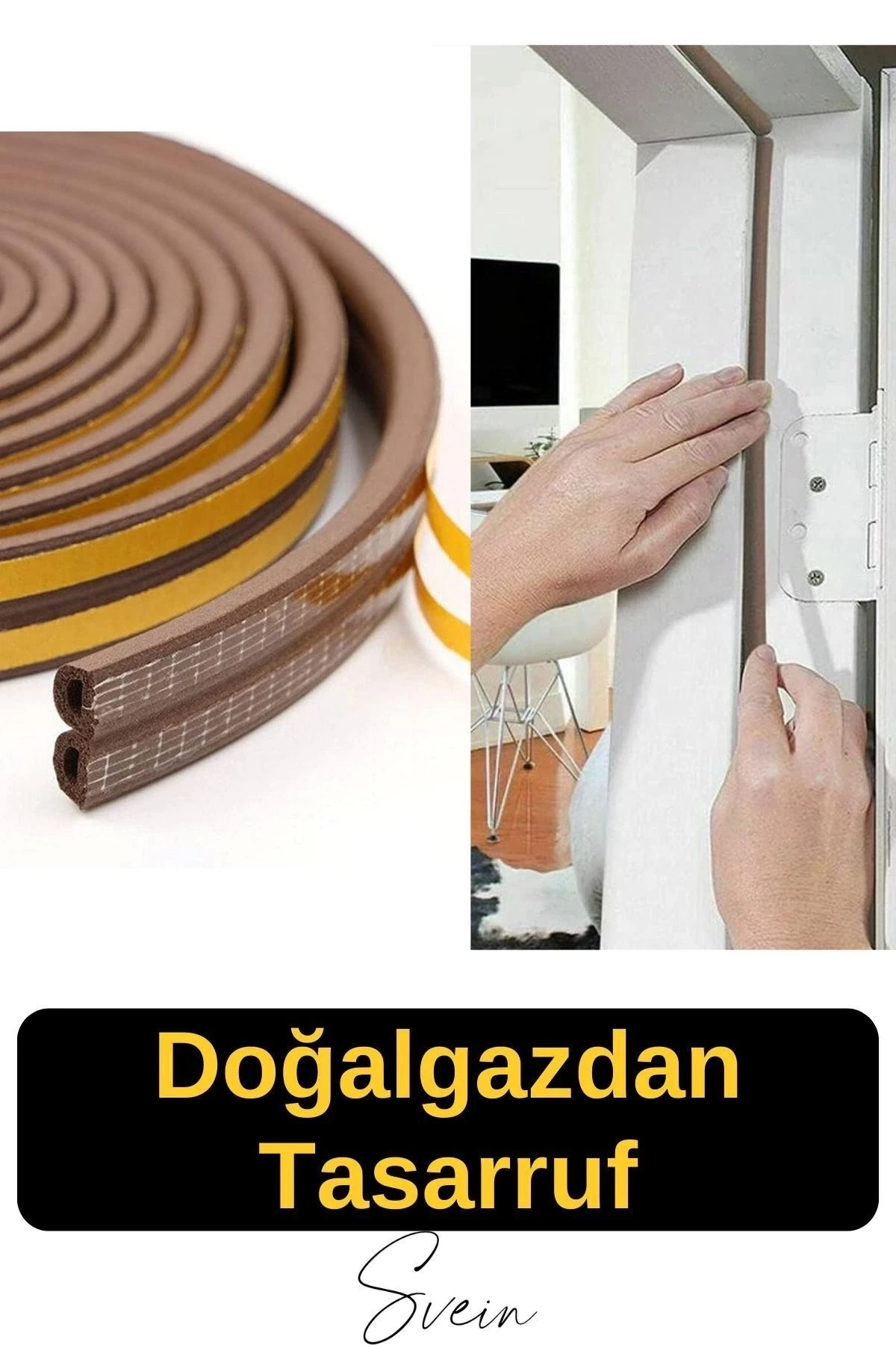 Pvc Doğrama Pencere Fitili İzolasyon Bandı Kendinden Yapışkanlı Kahve Kauçuk Yalıtım Bant 2x10=20 Mt
