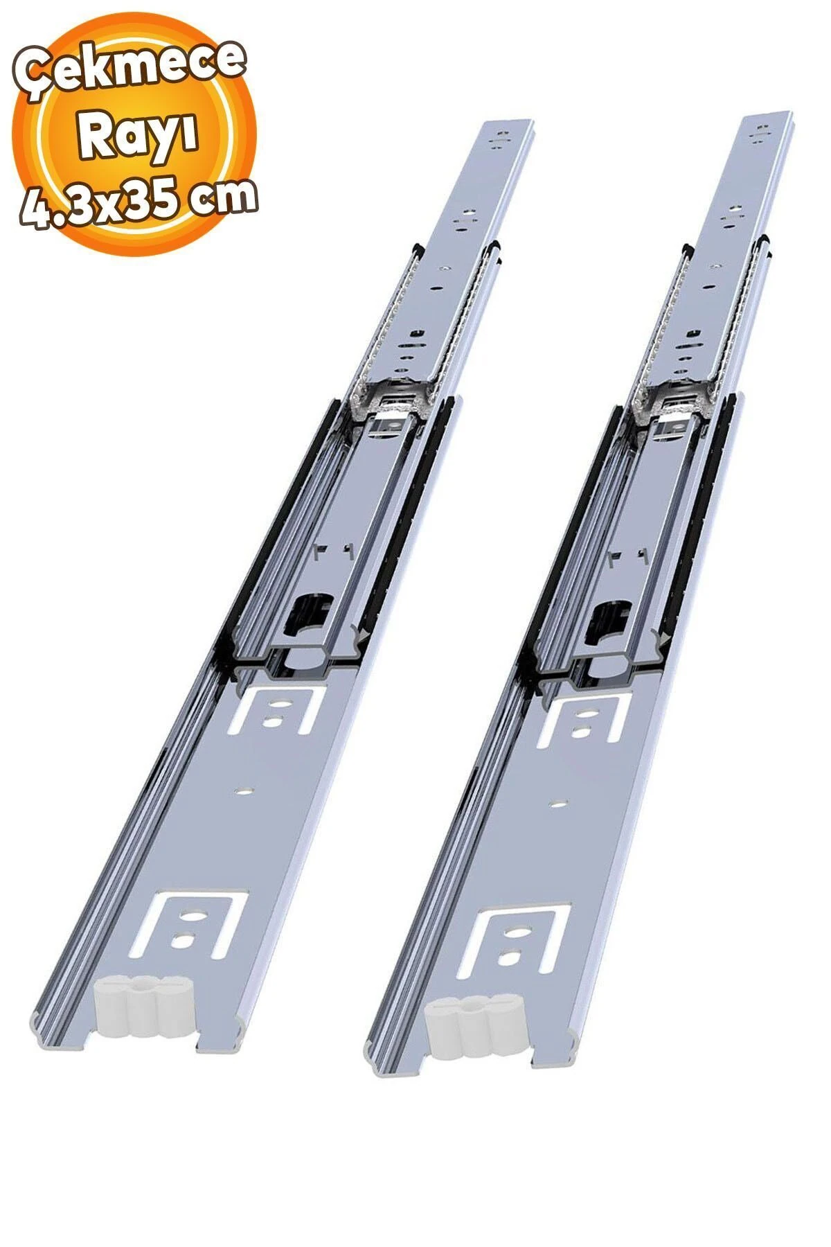 Bilyalı Teleskopik Dolap Çekmece Rayı Metal En:4.3 Cm Boy:35 Cm
