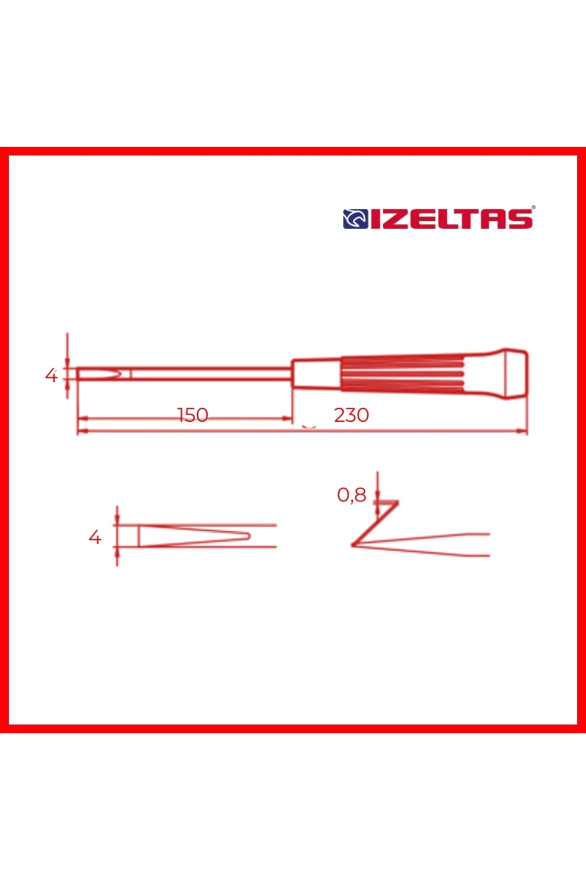 İZELTAŞ Elektronikçi Tip Klemens Tornavida, Düz 4x150 Mm, Dayanıklı