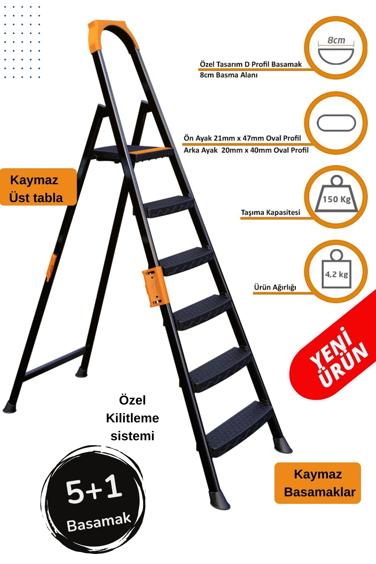 Anka Plus 5+1 Basamaklı Metal Merdiven