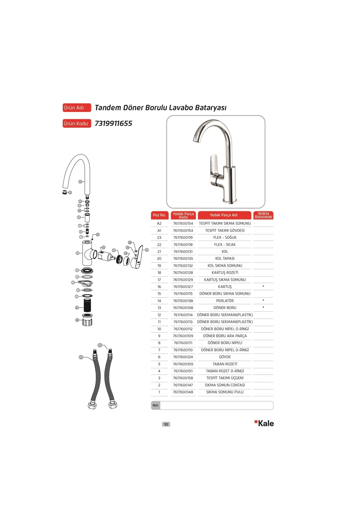Banyo Tandem Döner Borulu Lavabo Bataryası