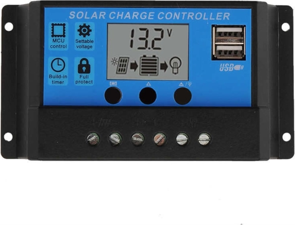 Pwm 10A Güneş Solar Paneli Akü Şarj Kontrol Cihazı 12V-24V Kontrol Cihazı Akü Şarj Regülatör