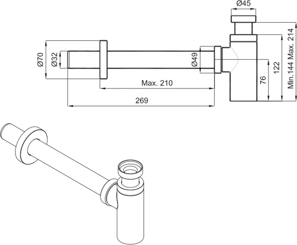 Minimalist Lavabo Sifon Krom
